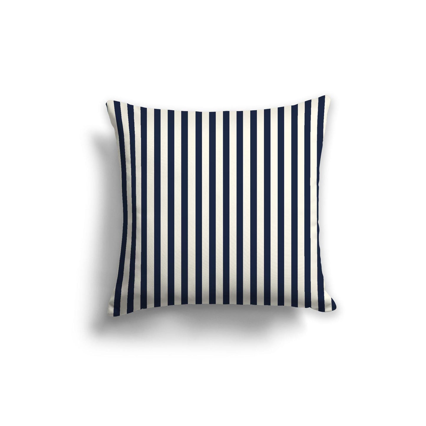 Pale Cream Spun Polyester Throw Pillow with Thin Navy Blue Bars on Front 20 x 20 inches / 51 x 51 cm