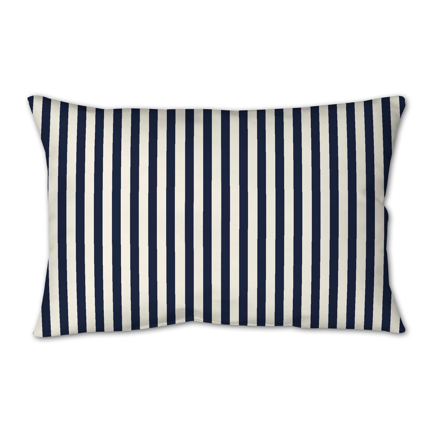 Pale Cream Spun Polyester Throw Pillow with Thin Navy Blue Bars on Front 25 x 18 inches / 63.5 x 66 cm