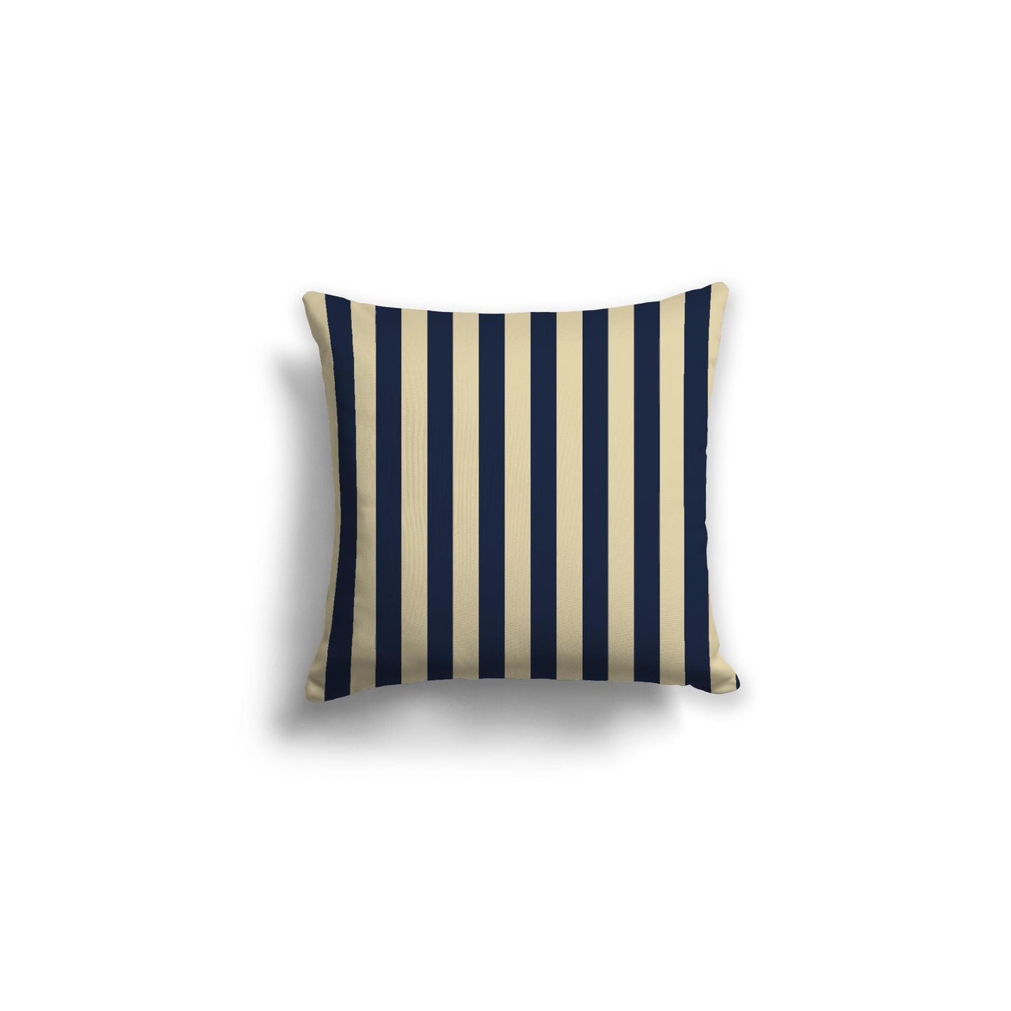 Desert Sand Spun Polyester Throw Pillow with Navy Blue Bars on Front 16 x 16 inches / 41 x 41 cm
