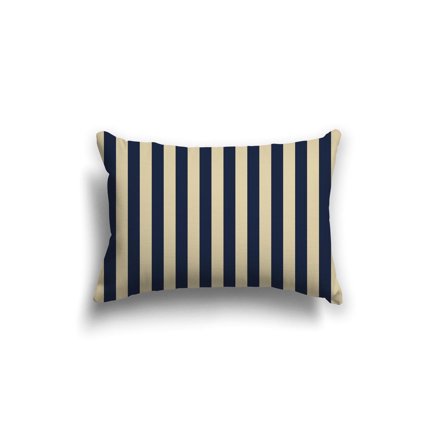 Desert Sand Spun Polyester Throw Pillow with Navy Blue Bars on Front 20 x 14 inches / 51 x 36 cm