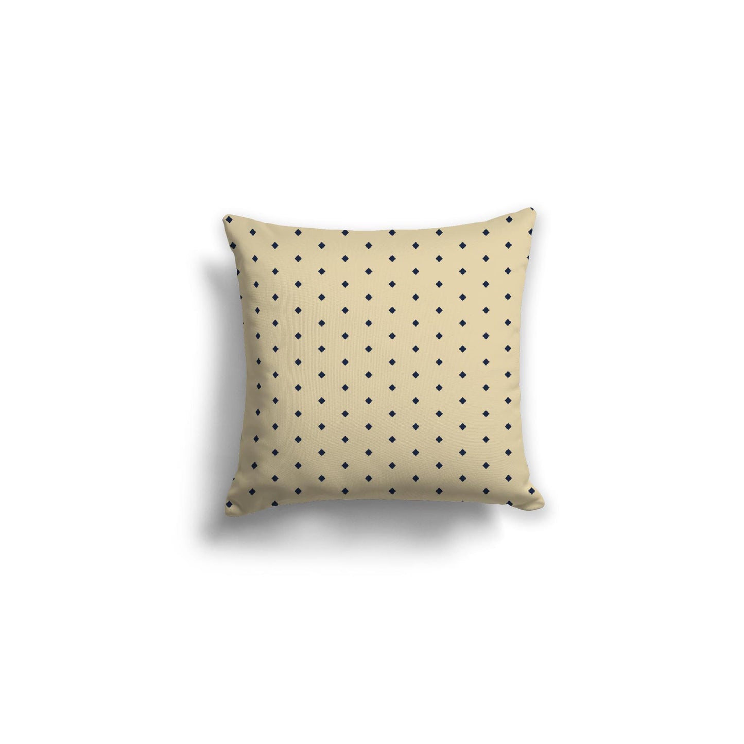 Desert Sand Spun Polyester Throw Pillow with Fine Navy Blue Diamonds on Front 16 x 16 inches / 41 x 41 cm