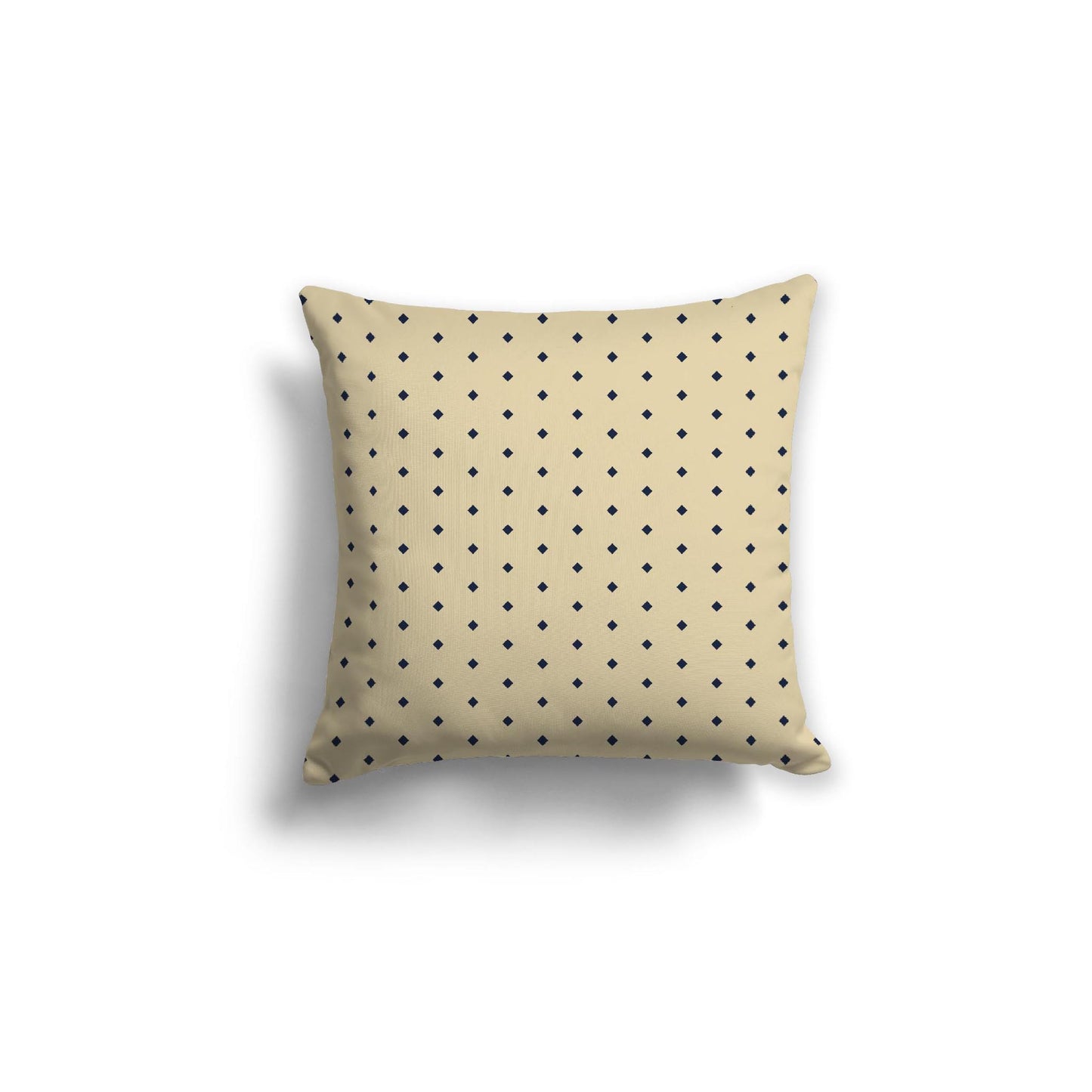 Desert Sand Spun Polyester Throw Pillow with Fine Navy Blue Diamonds on Front 18 x 18 inches / 46 x 46 cm