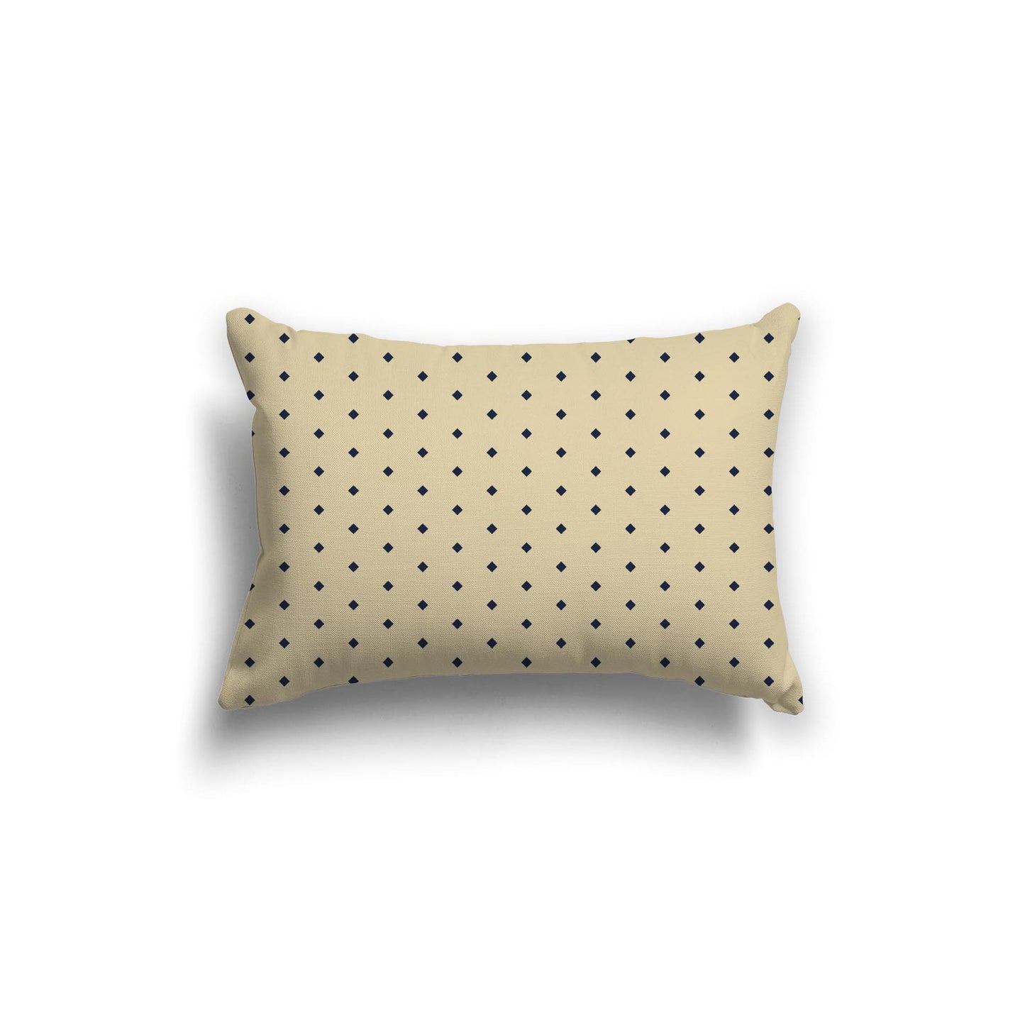 Desert Sand Spun Polyester Throw Pillow with Fine Navy Blue Diamonds on Front 20 x 14 inches / 51 x 36 cm