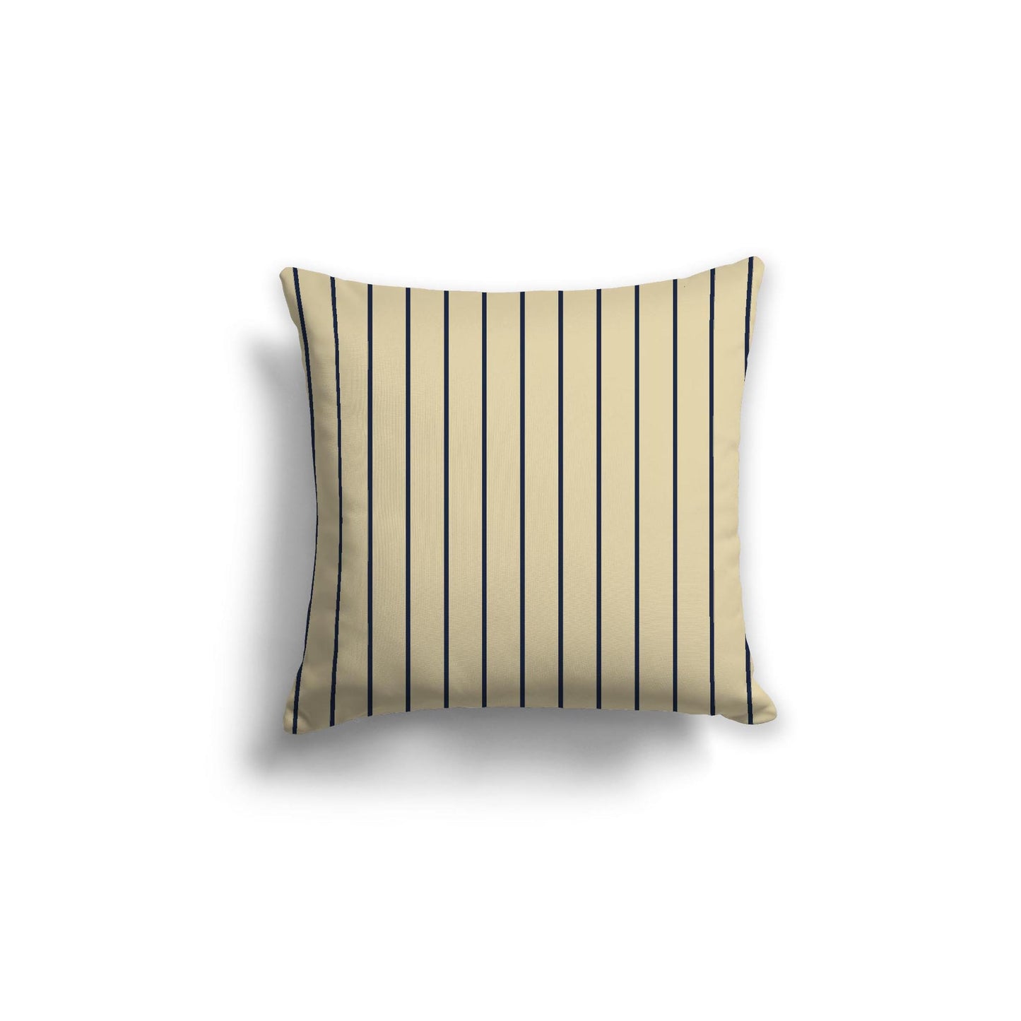 Desert Sand Spun Polyester Throw Pillow with Fine Navy Blue Stripes on Front 18 x 18 inches / 46 x 46 cm