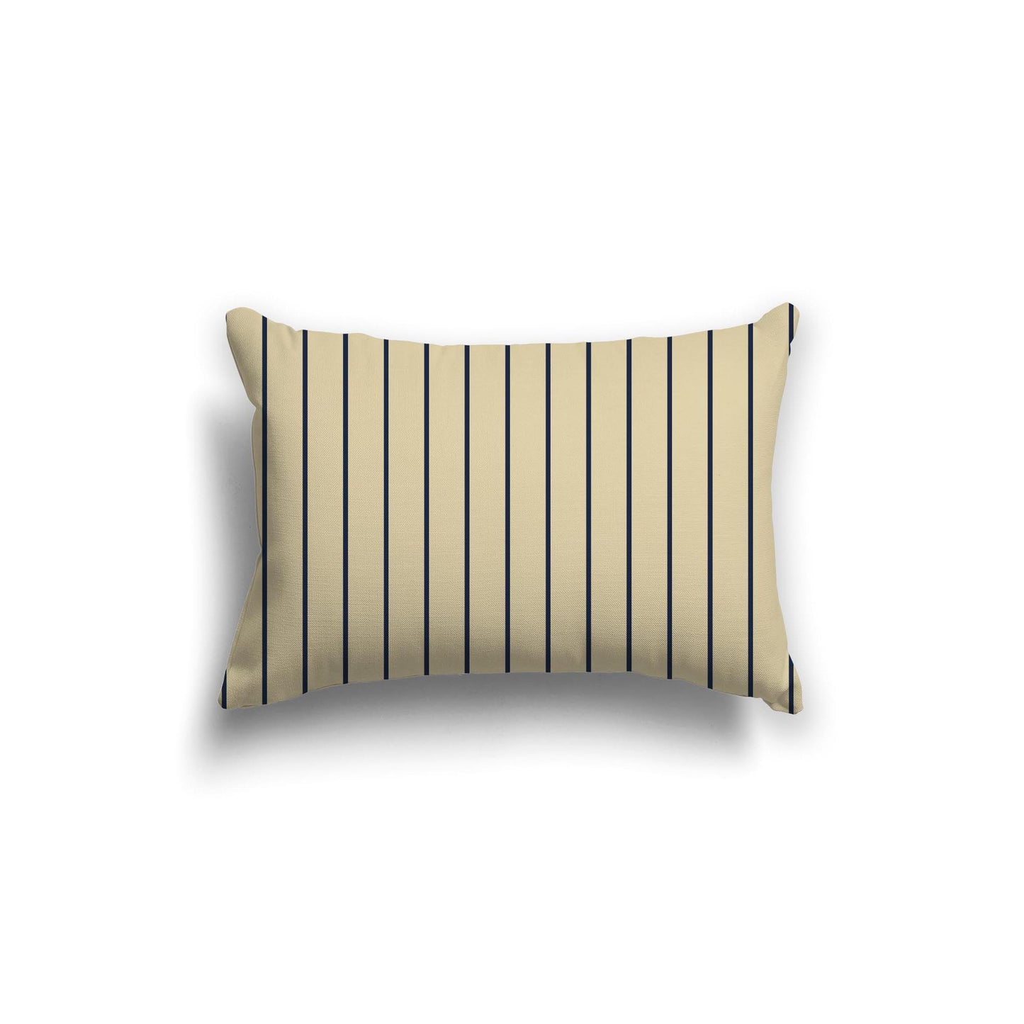 Desert Sand Spun Polyester Throw Pillow with Fine Navy Blue Stripes on Front 20 x 14 inches / 51 x 36 cm