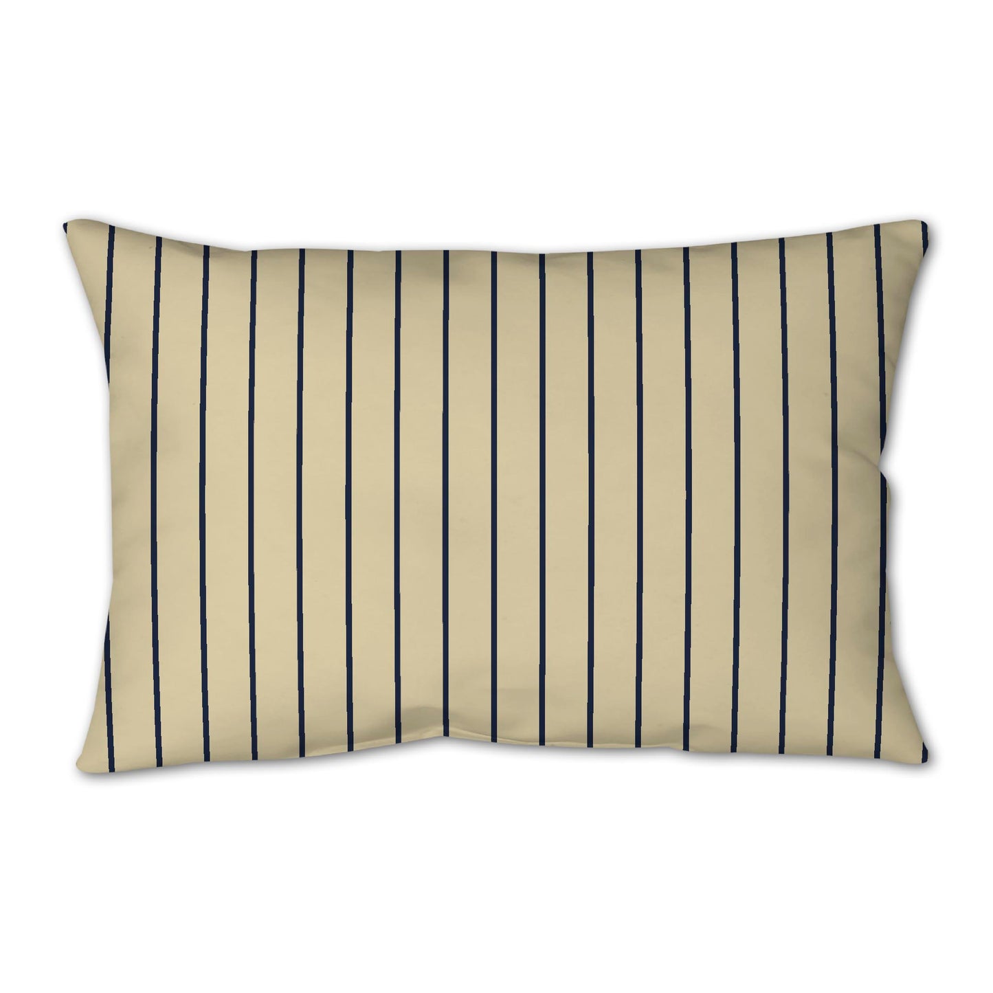 Desert Sand Spun Polyester Throw Pillow with Fine Navy Blue Stripes on Front 25 x 18 inches / 63.5 x 66 cm