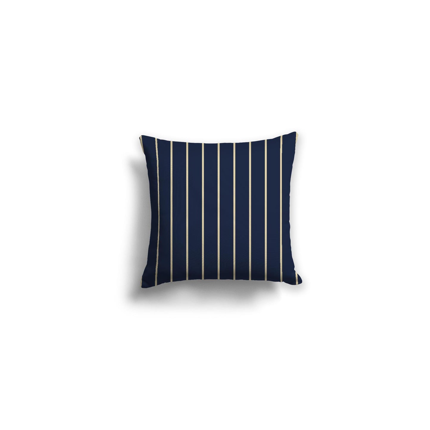 Navy Blue Spun Polyester Throw Pillow with Fine Desert Sand Stripes on Front 14 x 14 inches / 36 x 36 cm