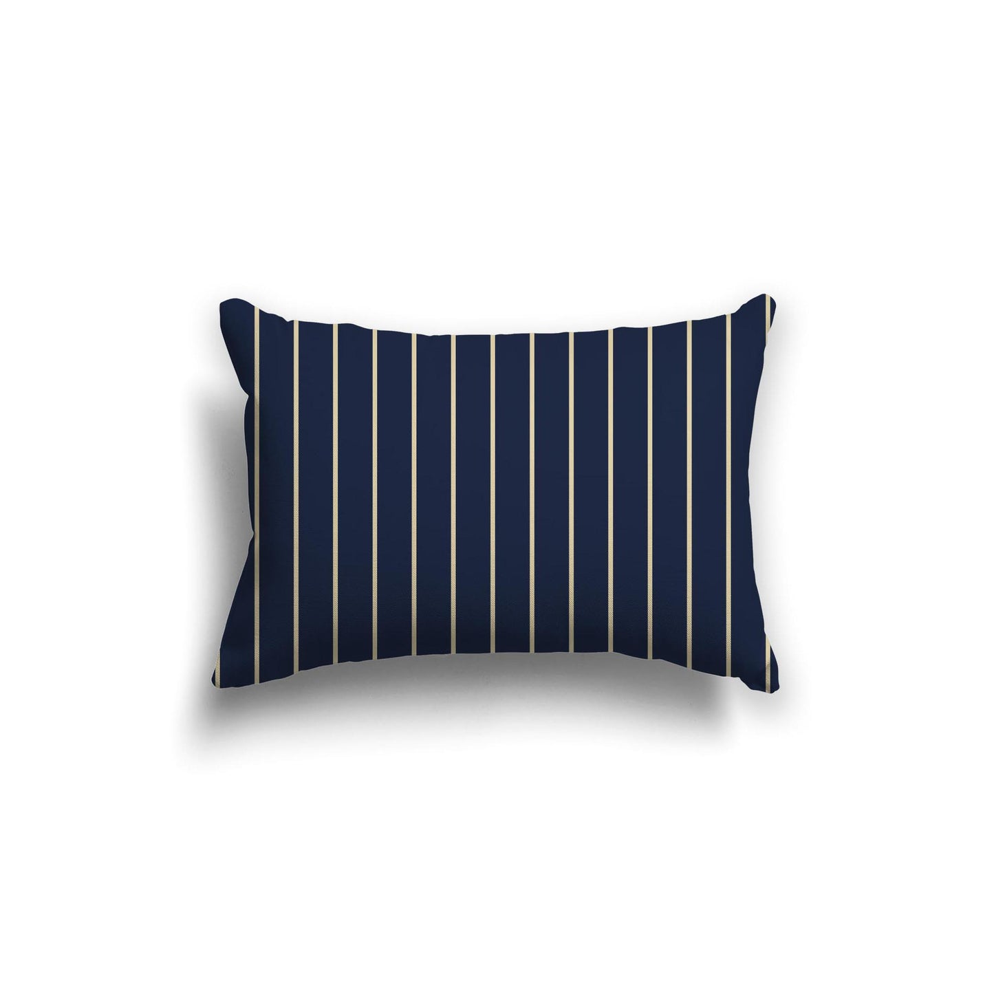 Navy Blue Spun Polyester Throw Pillow with Fine Desert Sand Stripes on Front 20 x 14 inches / 51 x 36 cm
