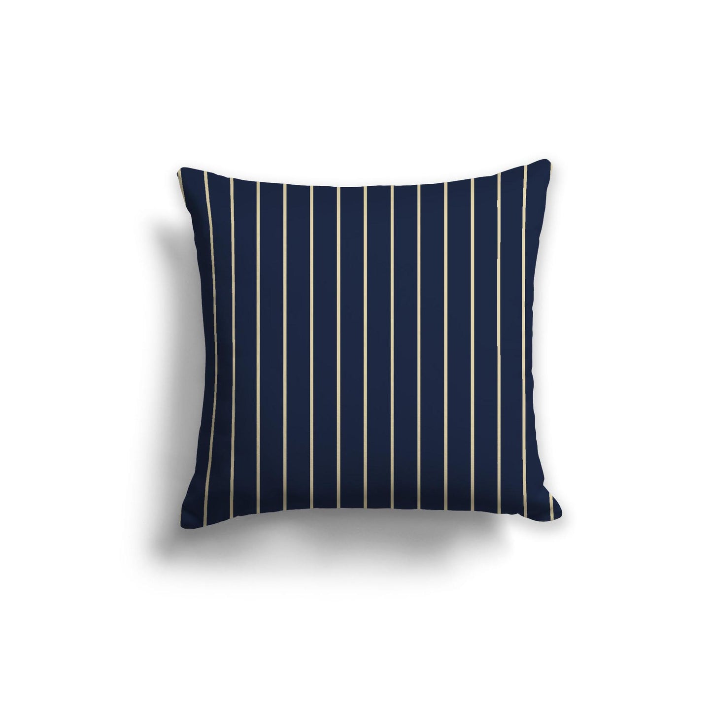 Navy Blue Spun Polyester Throw Pillow with Fine Desert Sand Stripes on Front 20 x 20 inches / 51 x 51 cm