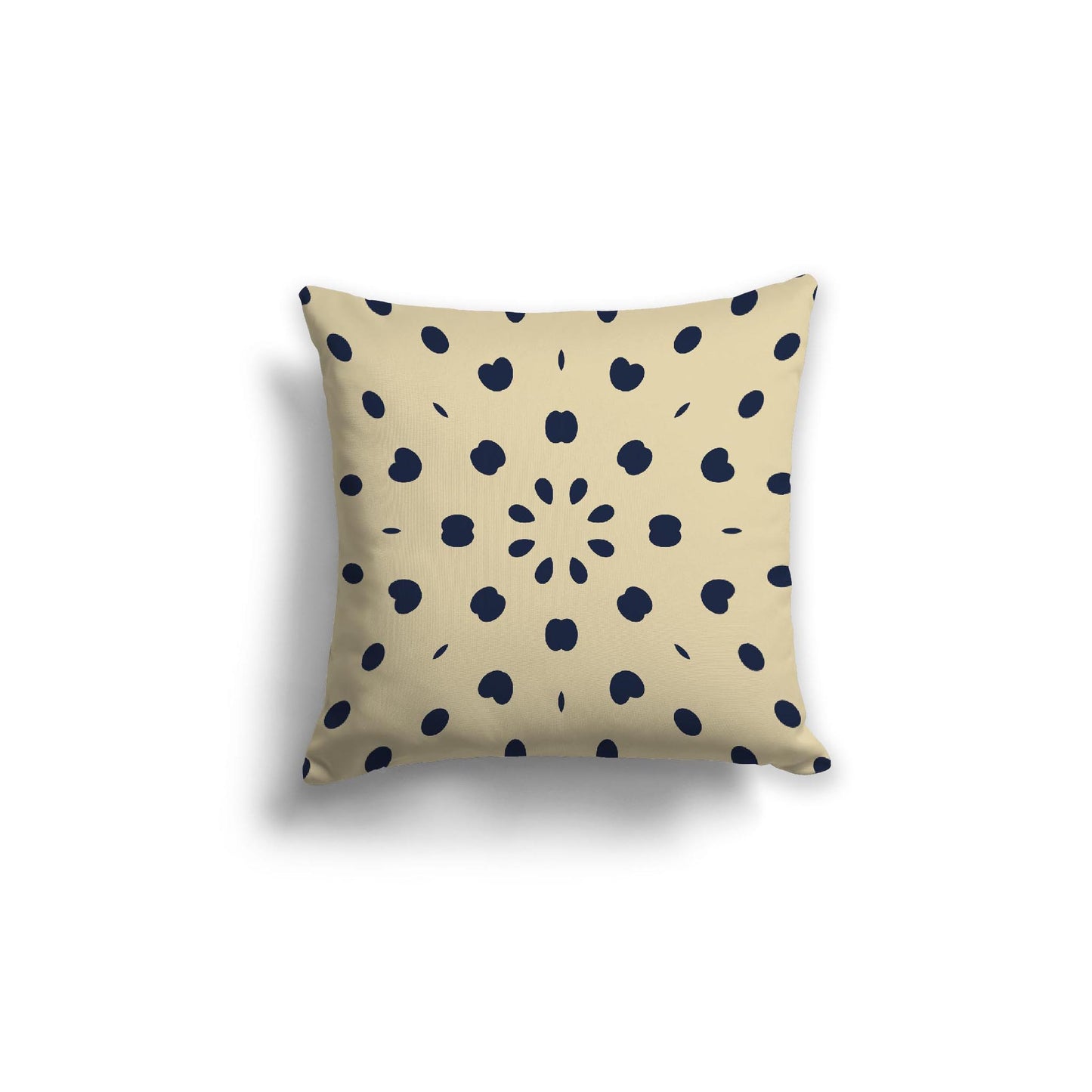 Desert Sand Spun Polyester Throw Pillow with Navy Blue Burst Pattern on Front 18 x 18 inches / 46 x 46 cm