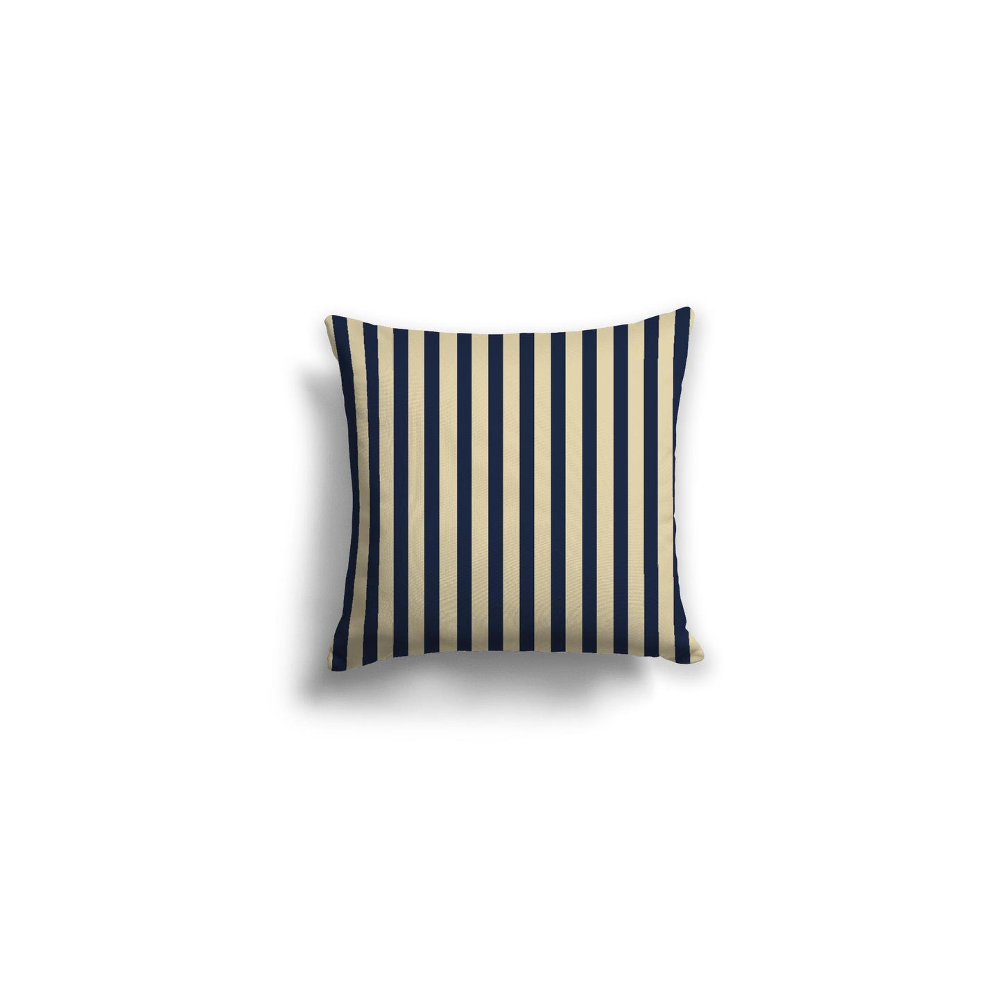 Desert Sand Spun Polyester Throw Pillow with Thin Navy Blue Bars on Front 14 x 14 inches / 36 x 36 cm