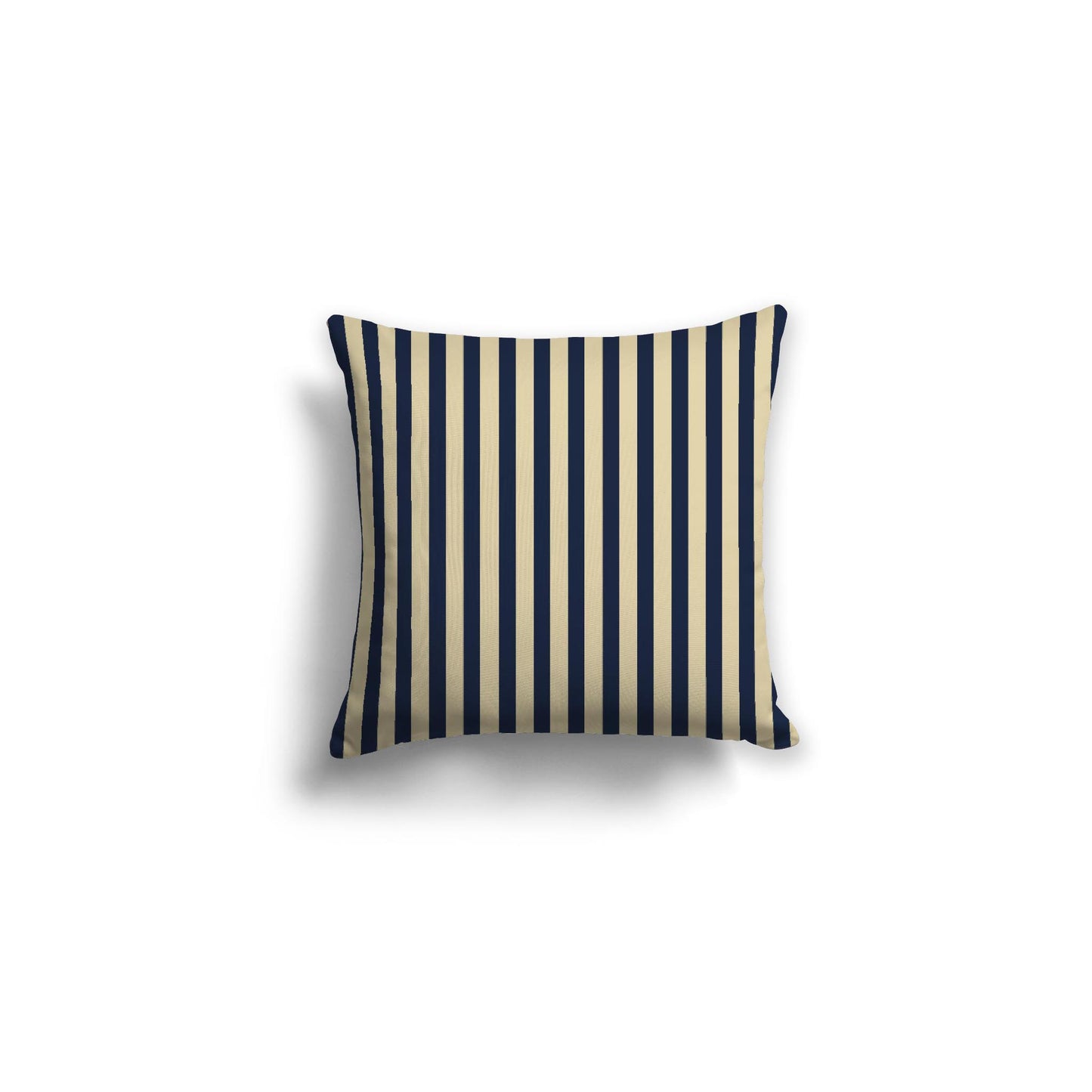 Desert Sand Spun Polyester Throw Pillow with Thin Navy Blue Bars on Front 16 x 16 inches / 41 x 41 cm