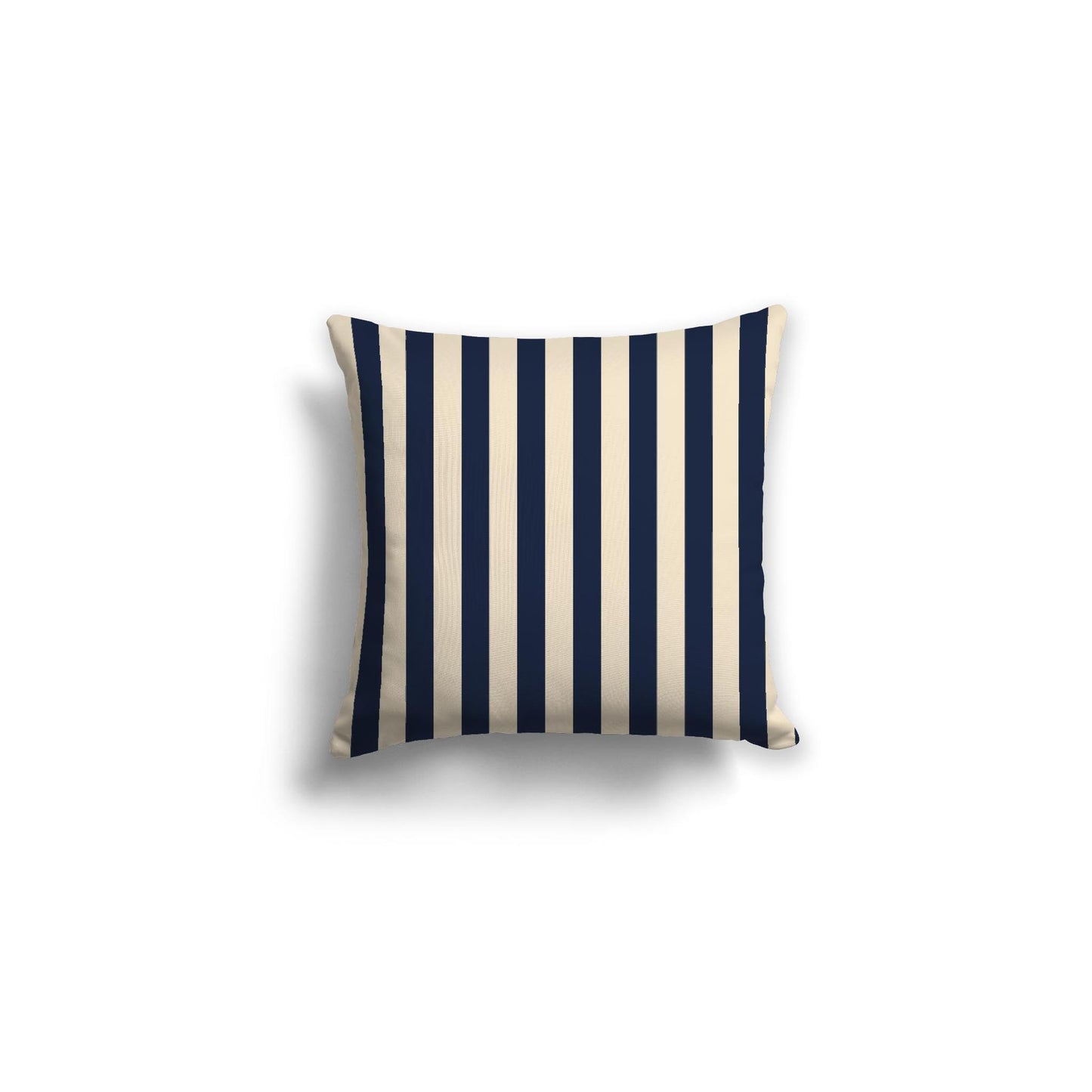 Beige Spun Polyester Throw Pillow with Navy Blue Bars on Front 16 x 16 inches / 41 x 41 cm