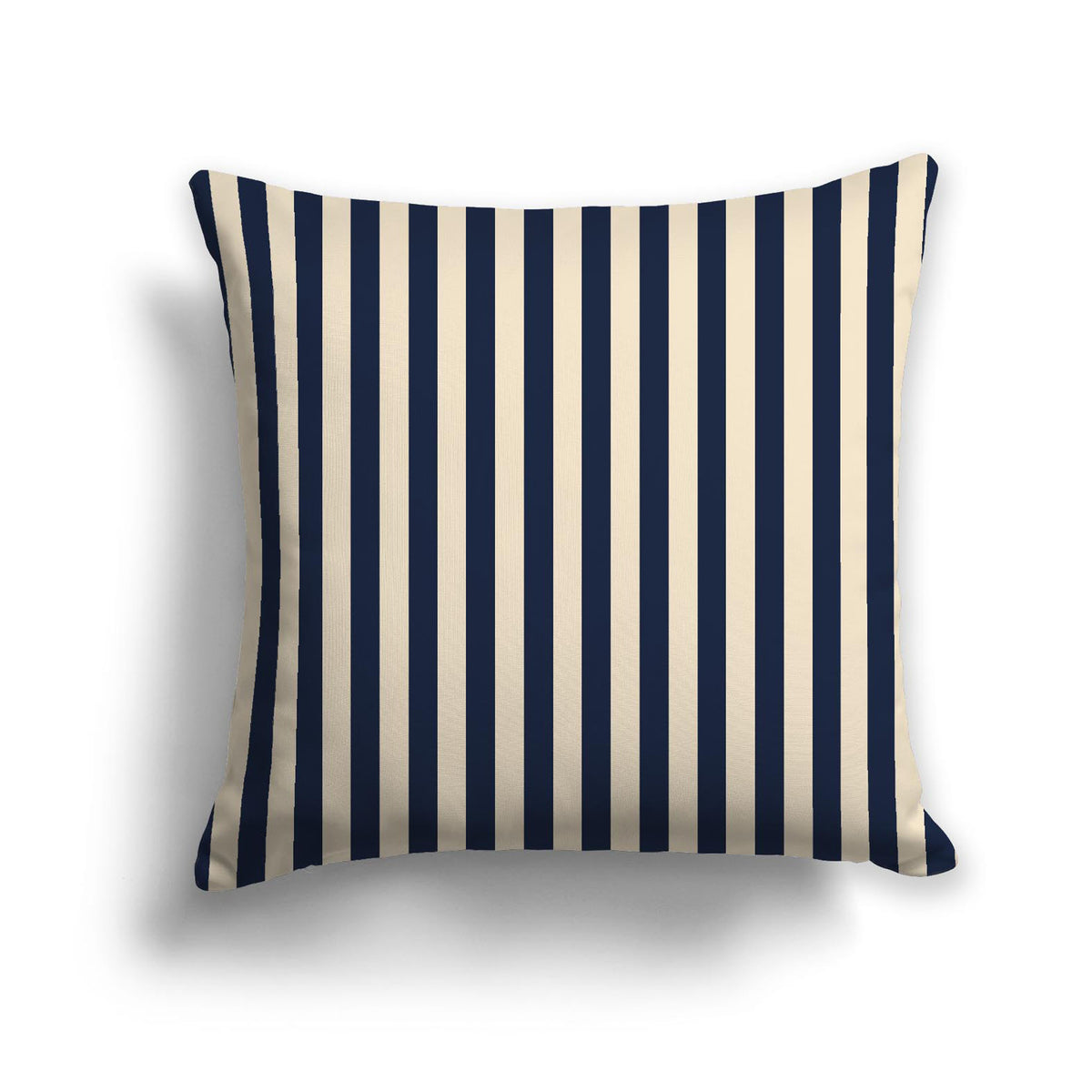 Beige Spun Polyester Throw Pillow with Navy Blue Bars on Front | 26 x 26 inches