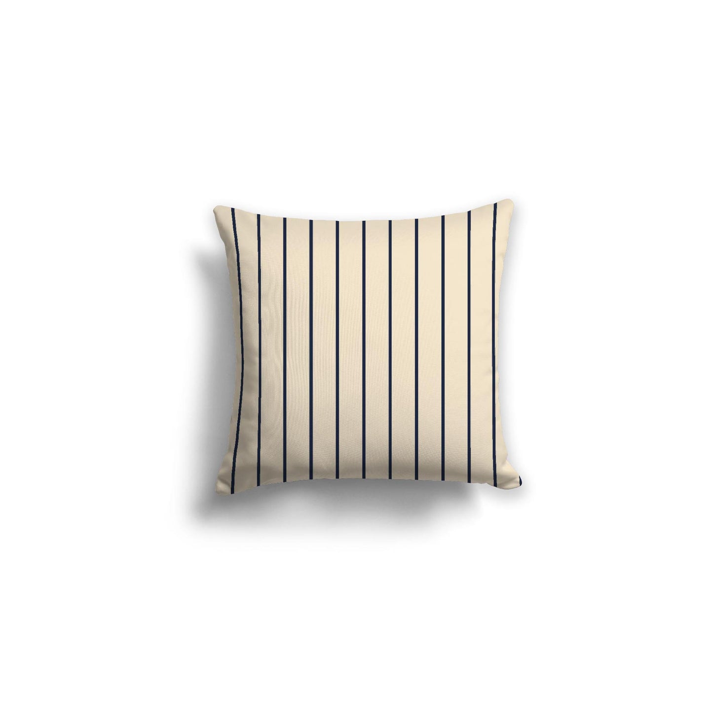 Beige Spun Polyester Throw Pillow with Fine Navy Blue Stripes on Front 16 x 16 inches / 41 x 41 cm