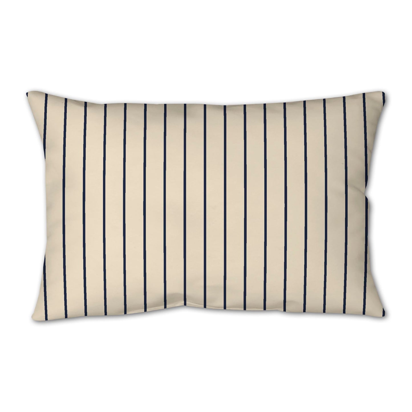 Beige Spun Polyester Throw Pillow with Fine Navy Blue Stripes on Front 25 x 18 inches / 63.5 x 66 cm