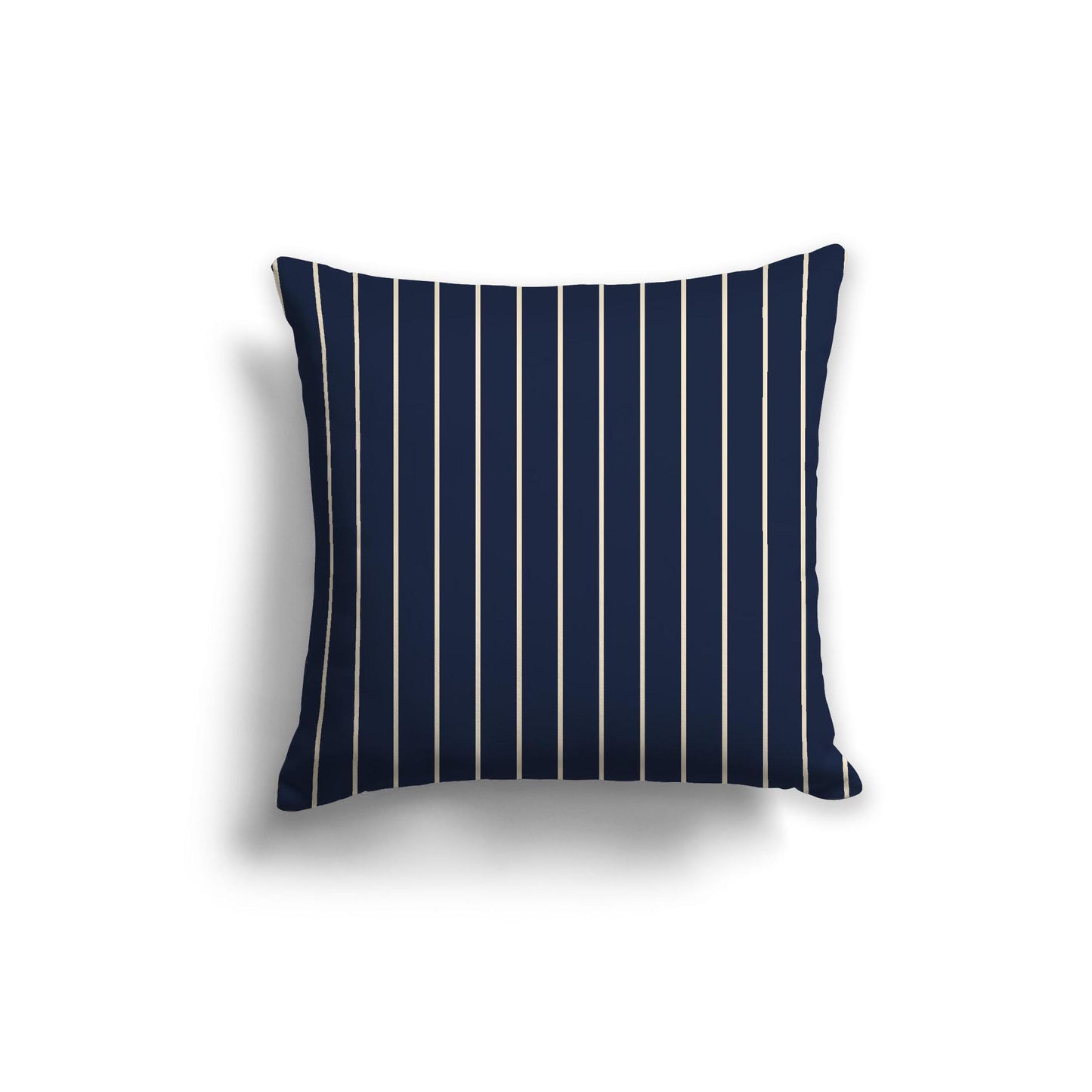 Navy Blue Spun Polyester Throw Pillow with Fine Beige Stripes on Front 20 x 20 inches / 51 x 51 cm