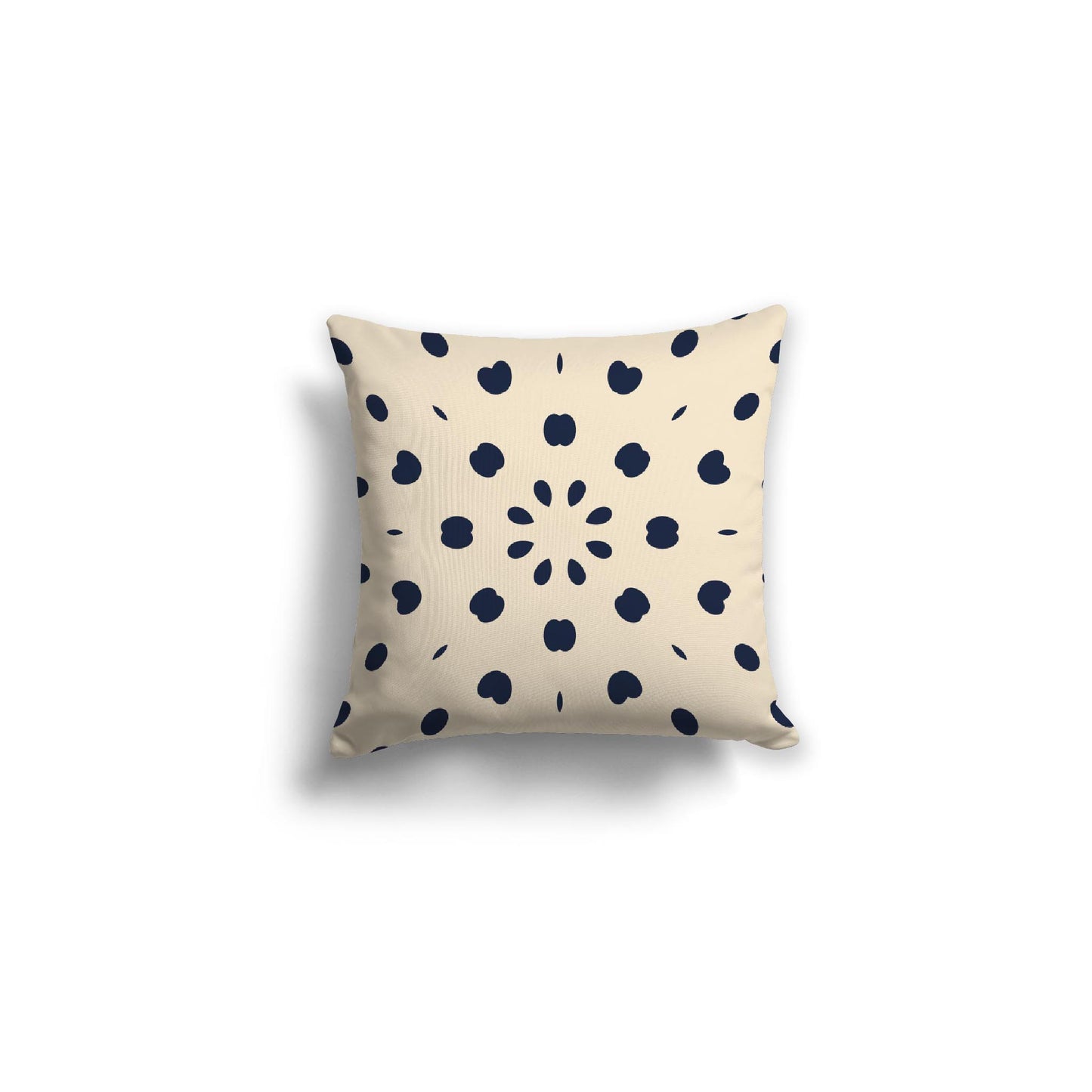Beige Spun Polyester Throw Pillow with Navy Blue Burst Pattern on Front 16 x 16 inches / 41 x 41 cm