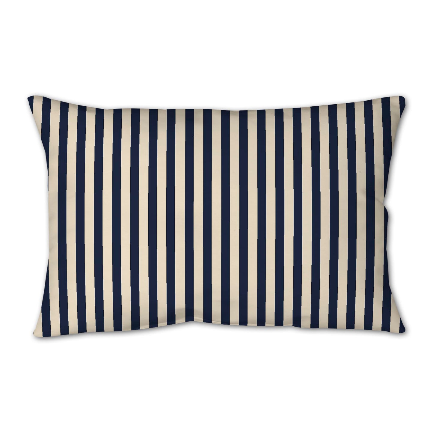 Beige Spun Polyester Throw Pillow with Thin Navy Blue Bars on Front 25 x 18 inches / 63.5 x 66 cm