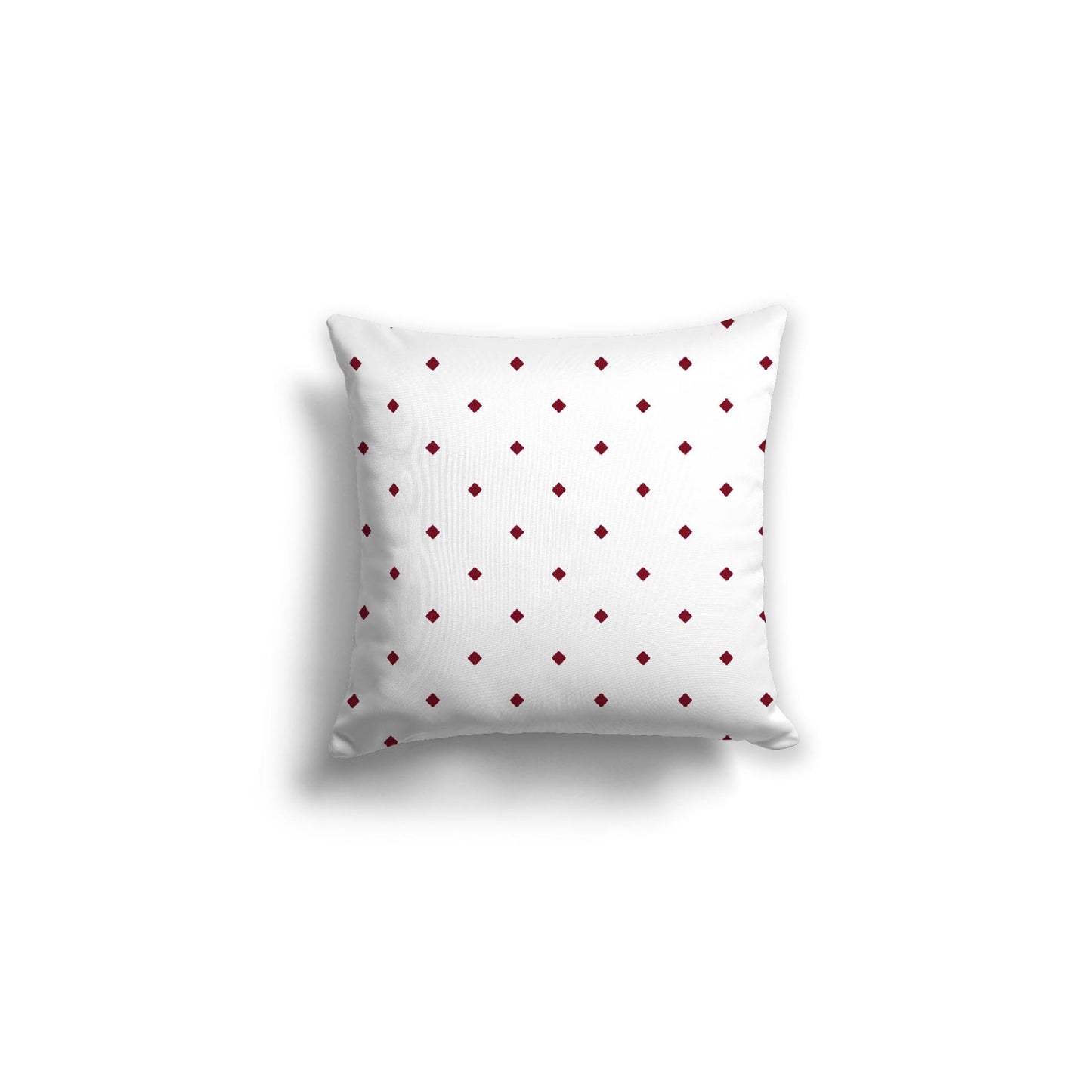 White Spun Polyester Throw Pillow with Burgundy Red Diamonds on Front 16 x 16 inches / 41 x 41 cm