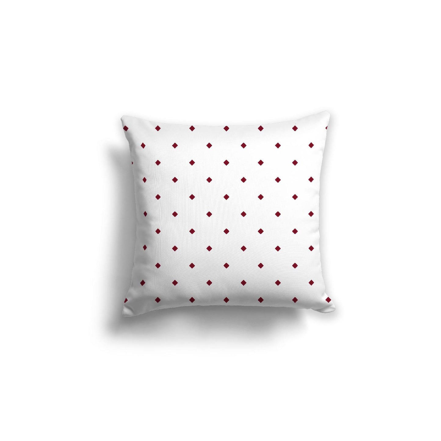 White Spun Polyester Throw Pillow with Burgundy Red Diamonds on Front 18 x 18 inches / 46 x 46 cm