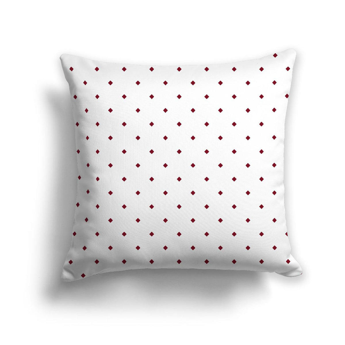 White Spun Polyester Throw Pillow with Burgundy Red Diamonds on Front | 26 x 26 inches
