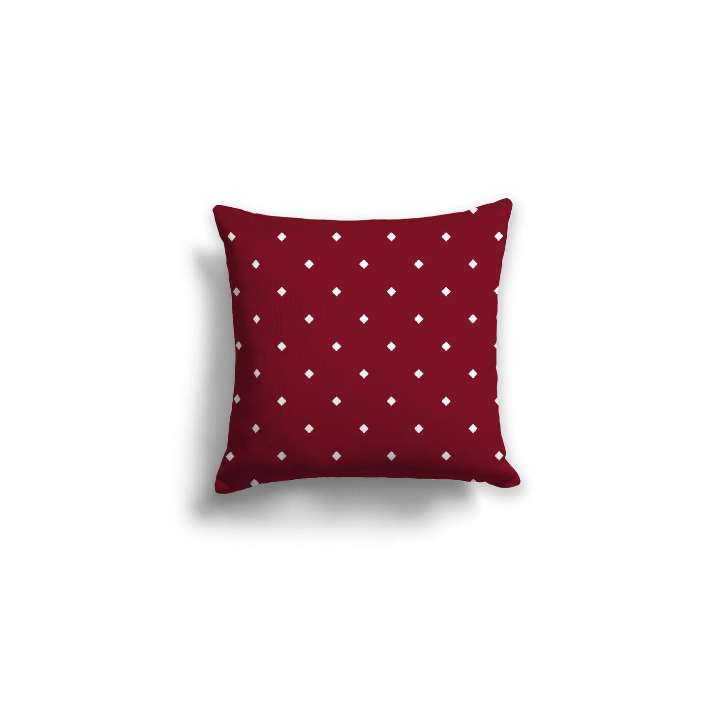 Burgundy Red Spun Polyester Throw Pillow with White Diamonds on Front 16 x 16 inches / 41 x 41 cm