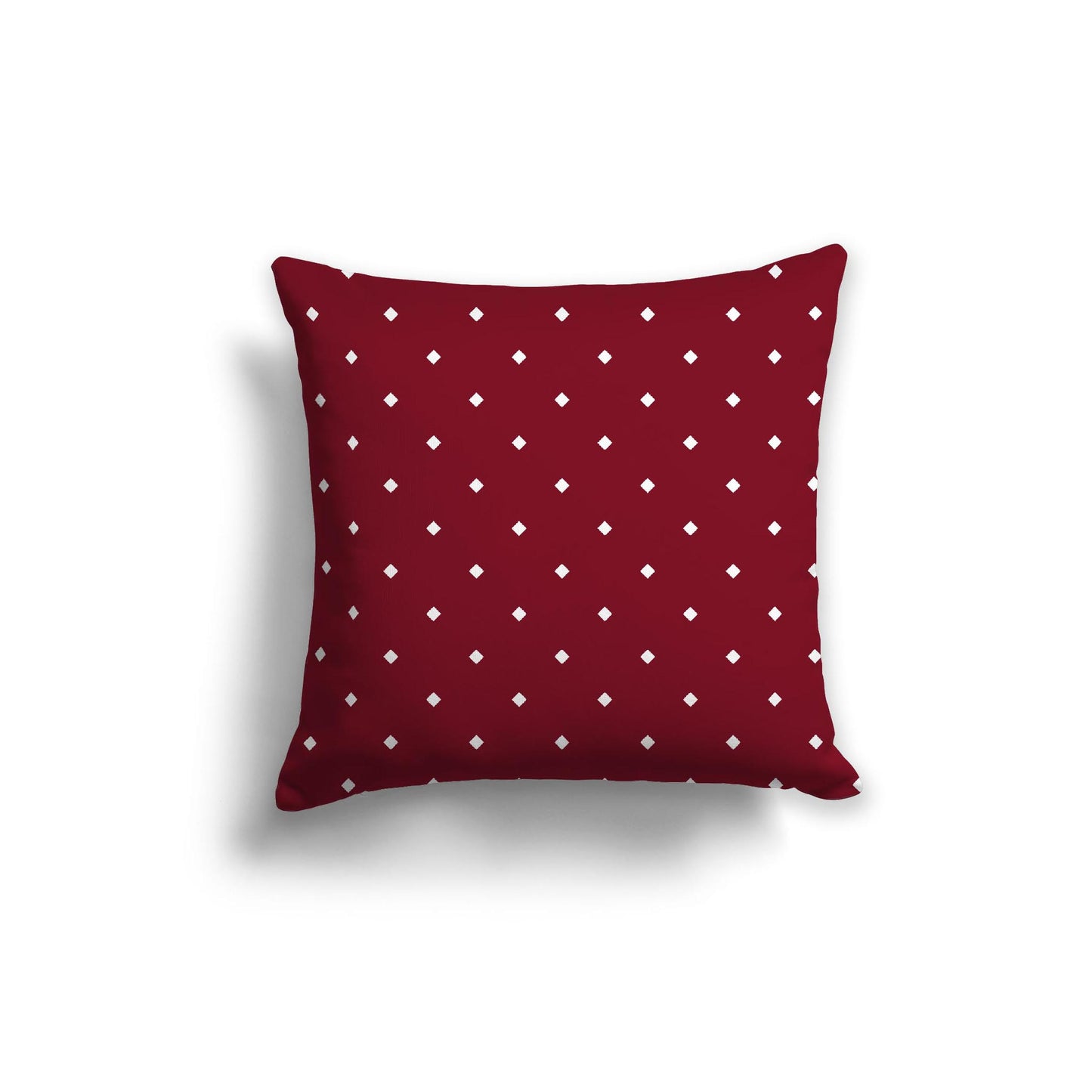 Burgundy Red Spun Polyester Throw Pillow with White Diamonds on Front 20 x 20 inches / 51 x 51 cm