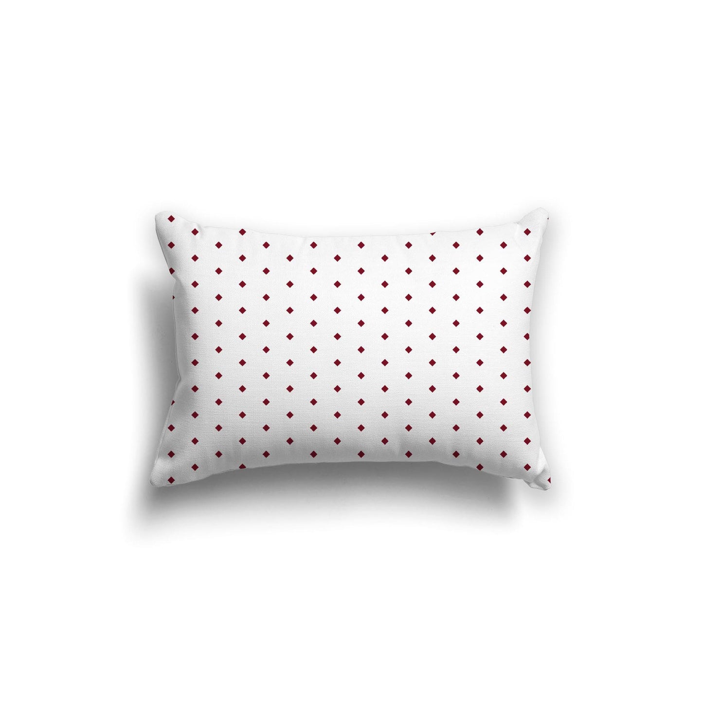 White Spun Polyester Throw Pillow with Fine Burgundy Red Diamonds on Front 20 x 14 inches / 51 x 36 cm