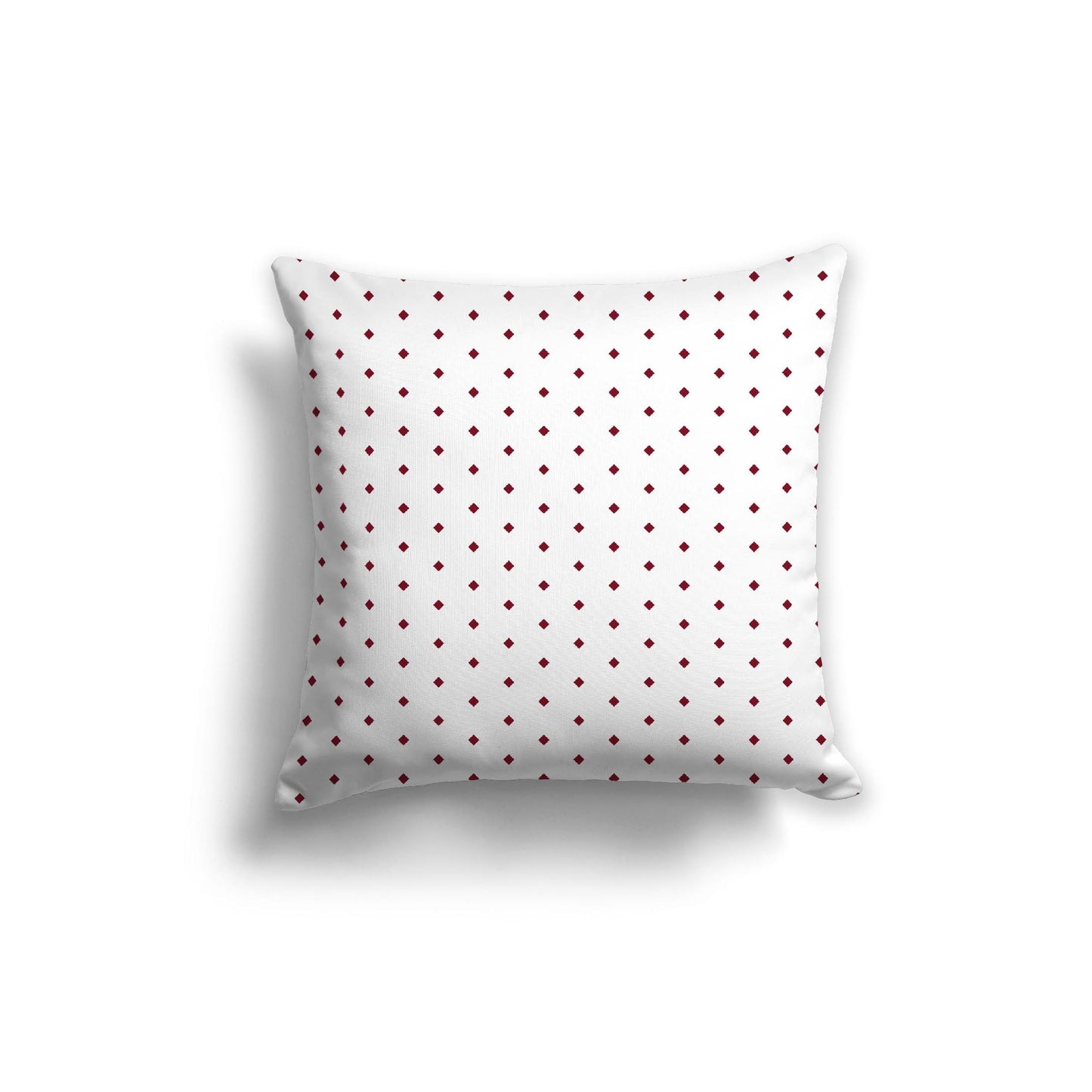 White Spun Polyester Throw Pillow with Fine Burgundy Red Diamonds on Front 20 x 20 inches / 51 x 51 cm