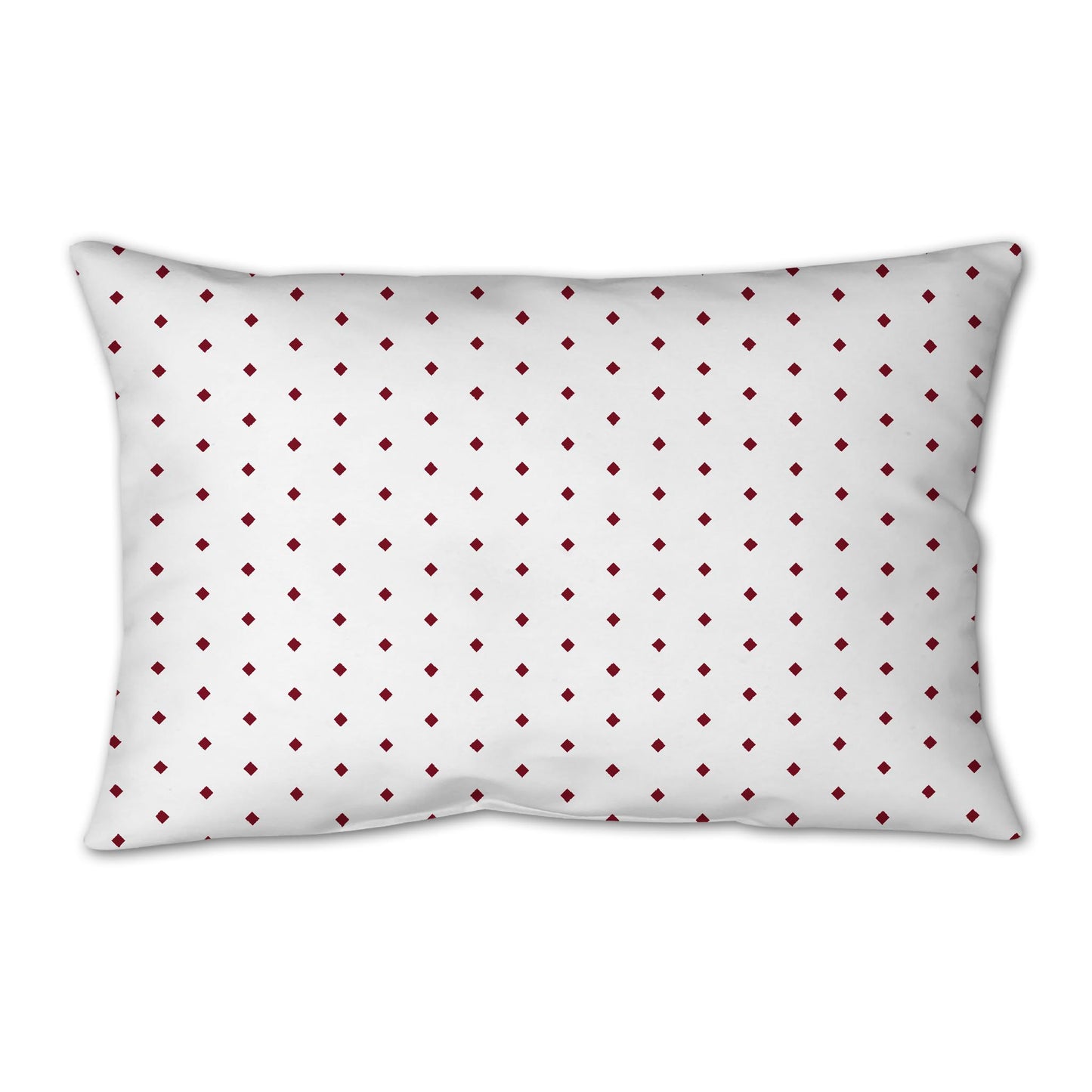 White Spun Polyester Throw Pillow with Fine Burgundy Red Diamonds on Front 25 x 18 inches / 63.5 x 66 cm