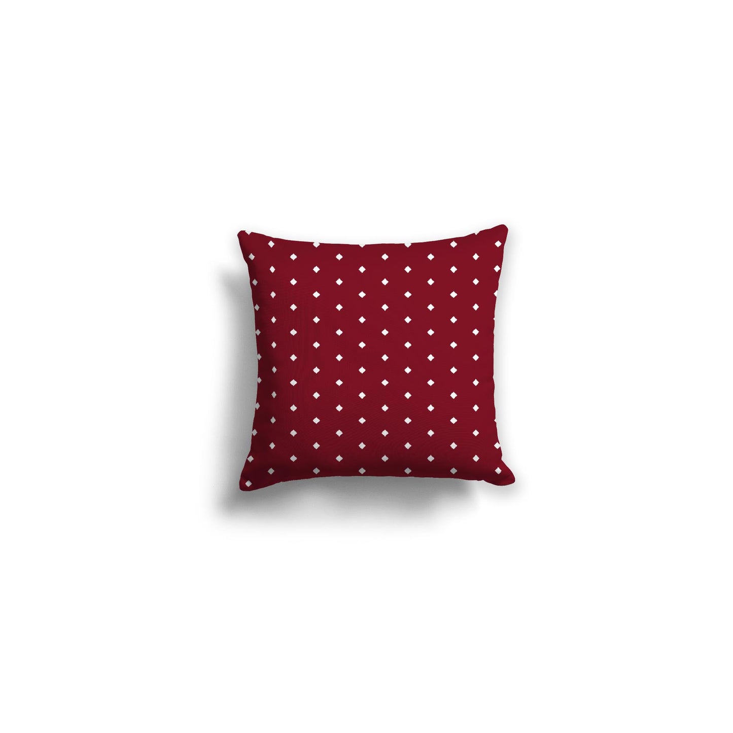 Burgundy Red Spun Polyester Throw Pillow with Fine White Diamonds on Front 14 x 14 inches / 36 x 36 cm