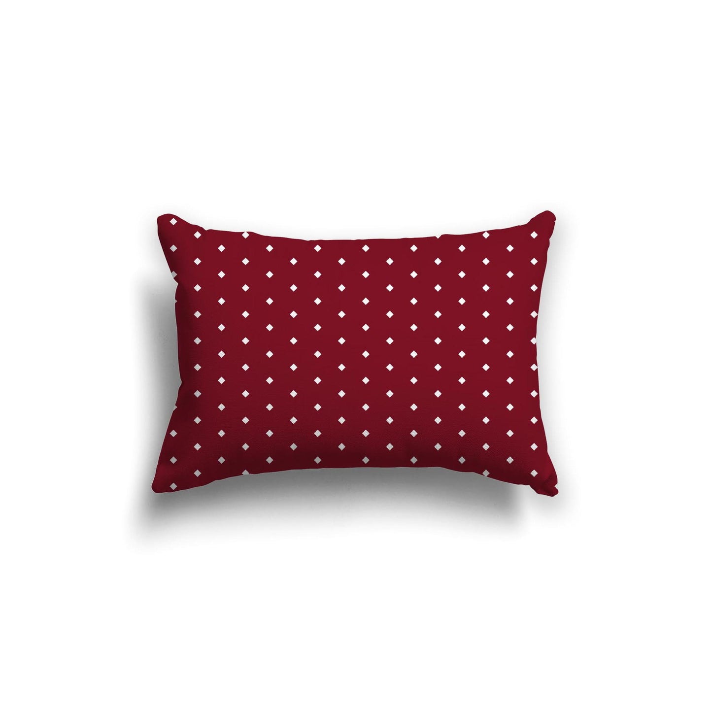 Burgundy Red Spun Polyester Throw Pillow with Fine White Diamonds on Front 20 x 14 inches / 51 x 36 cm
