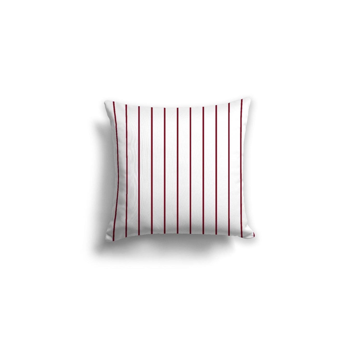 White Spun Polyester Throw Pillow with Fine Burgundy Red Stripes on Front 16 x 16 inches / 41 x 41 cm