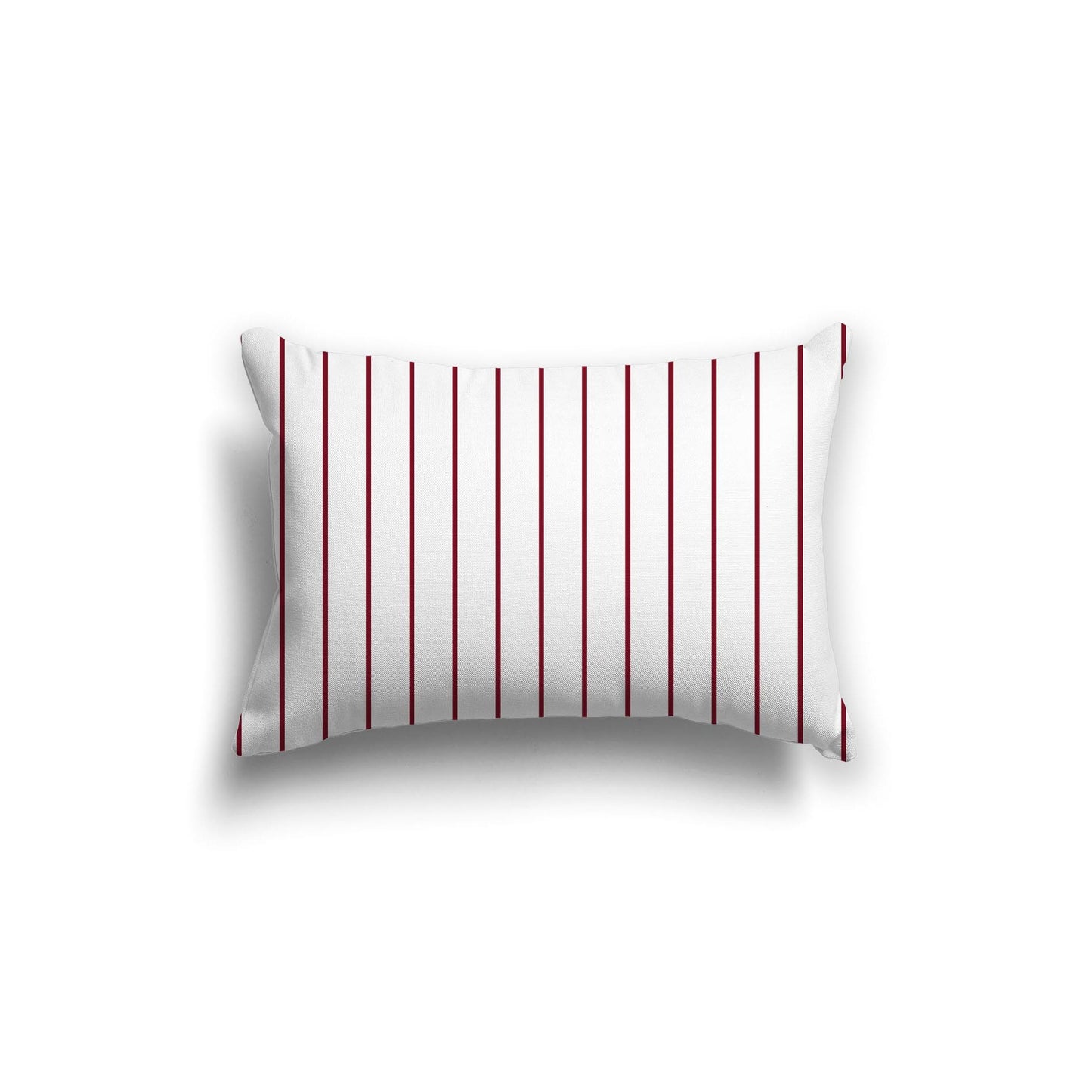 White Spun Polyester Throw Pillow with Fine Burgundy Red Stripes on Front 20 x 14 inches / 51 x 36 cm