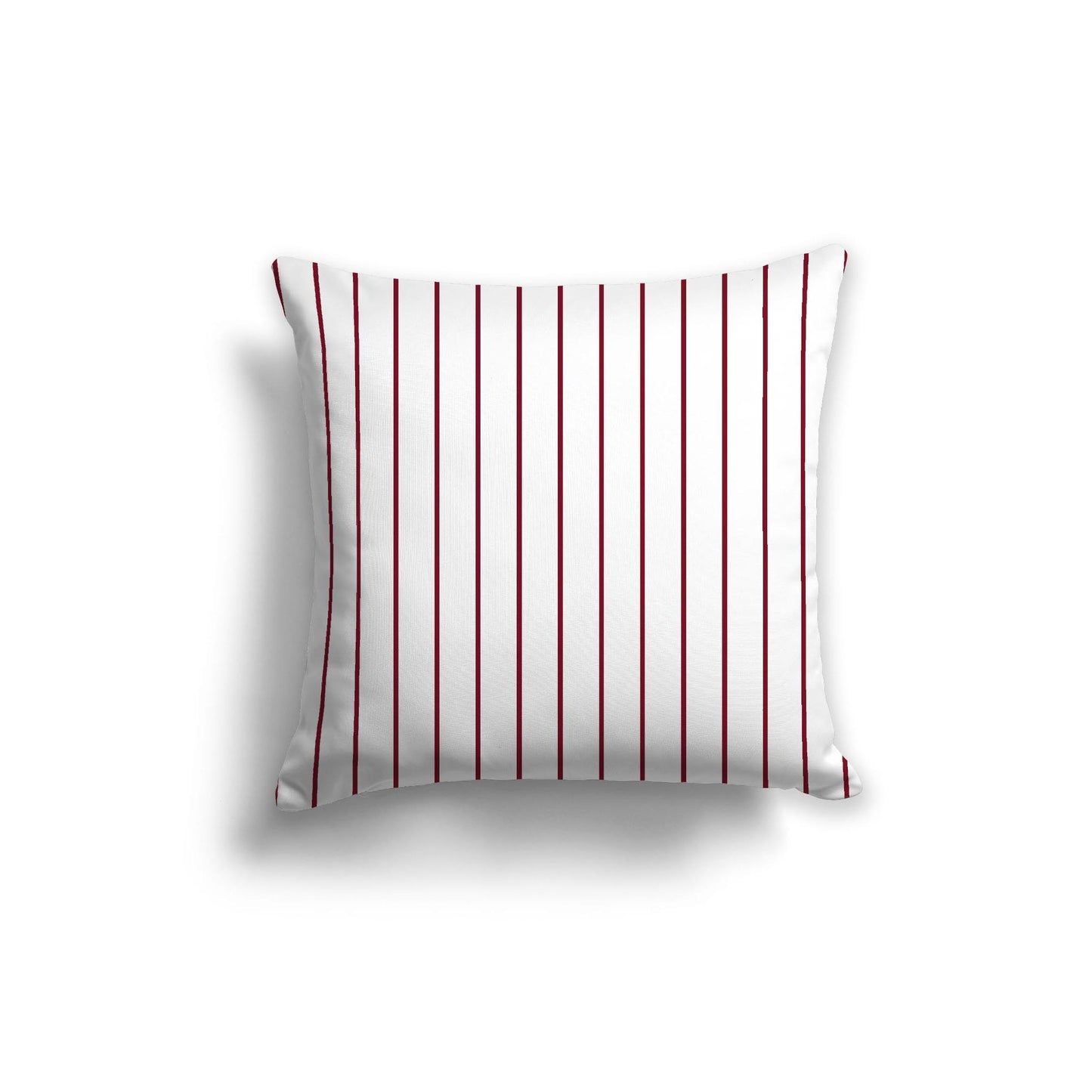 White Spun Polyester Throw Pillow with Fine Burgundy Red Stripes on Front 20 x 20 inches / 51 x 51 cm