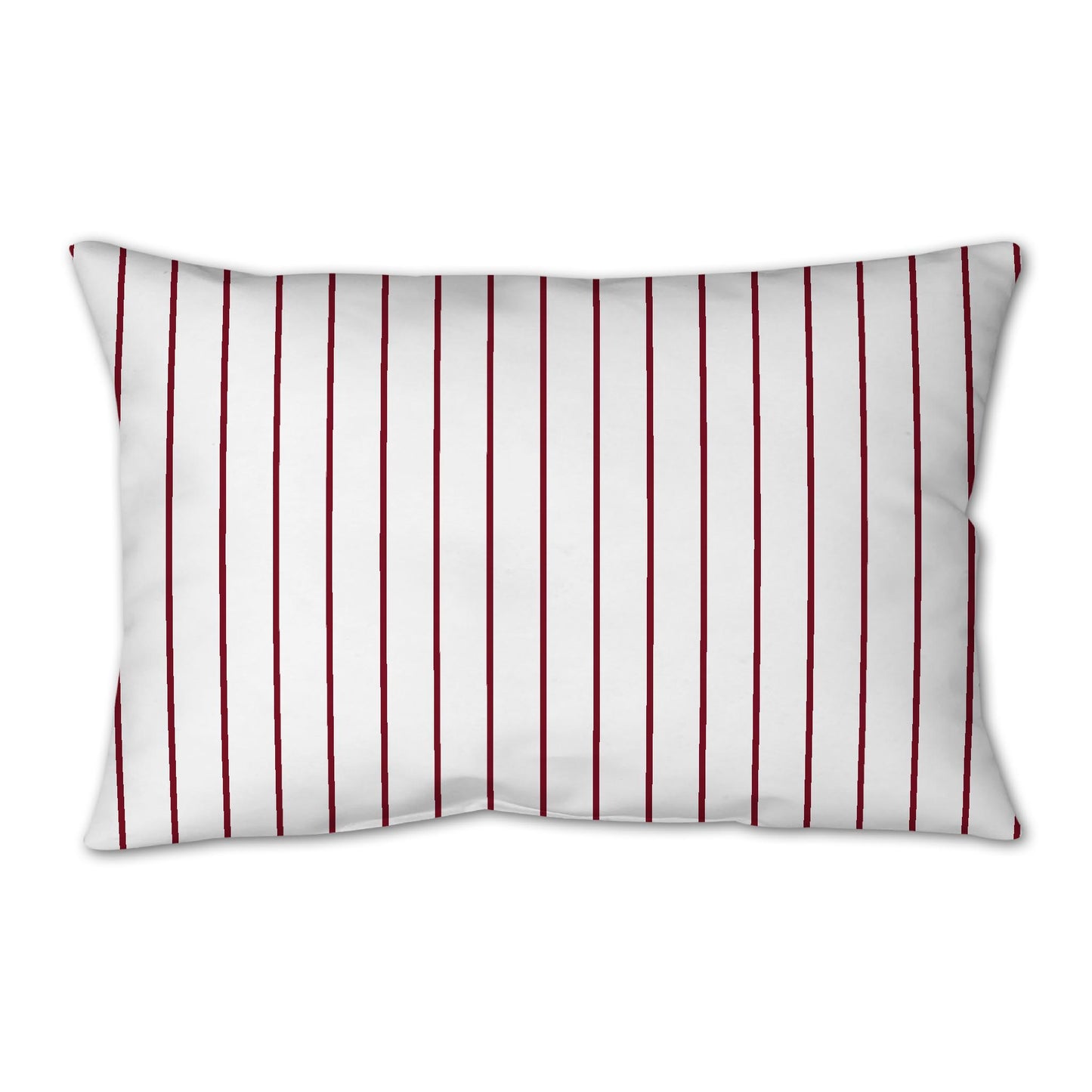 White Spun Polyester Throw Pillow with Fine Burgundy Red Stripes on Front 25 x 18 inches / 63.5 x 66 cm