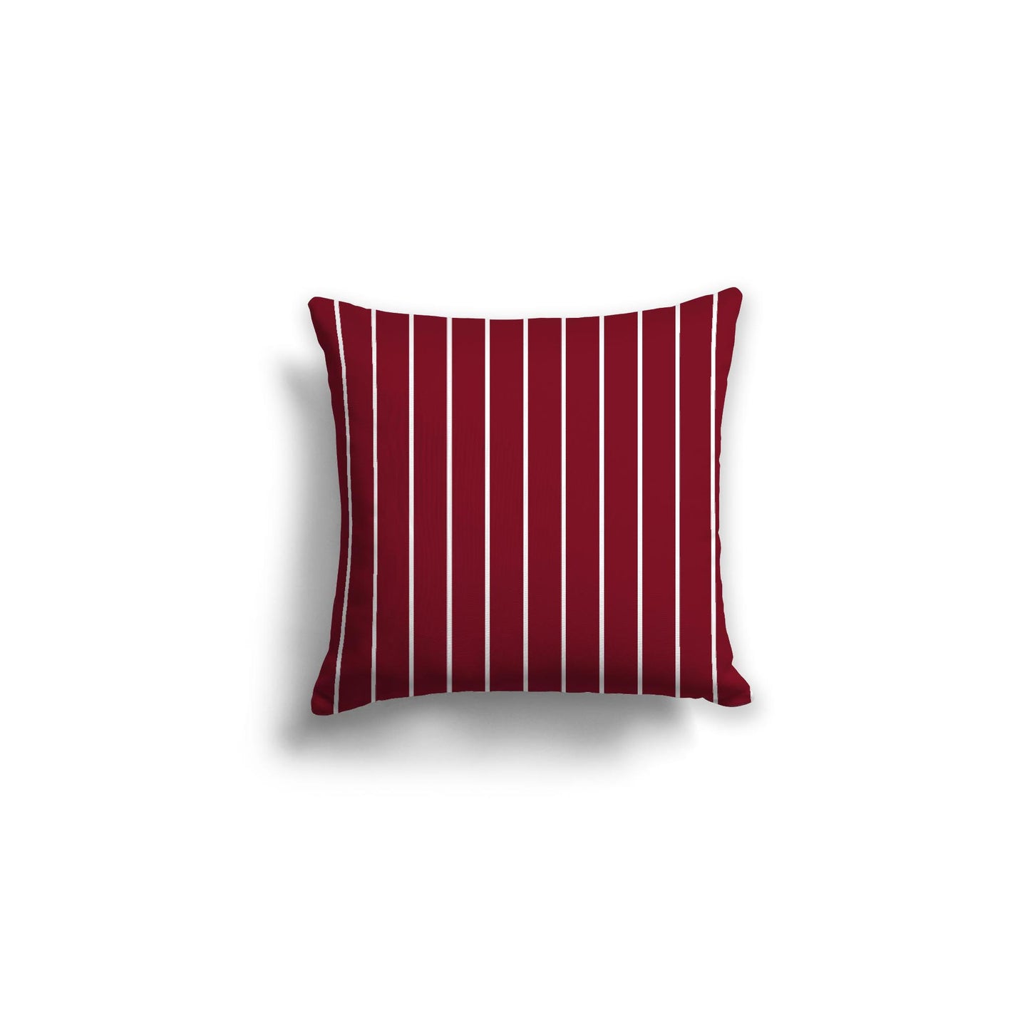 Burgundy Red Spun Polyester Throw Pillow with Fine White Stripes on Front 16 x 16 inches / 41 x 41 cm