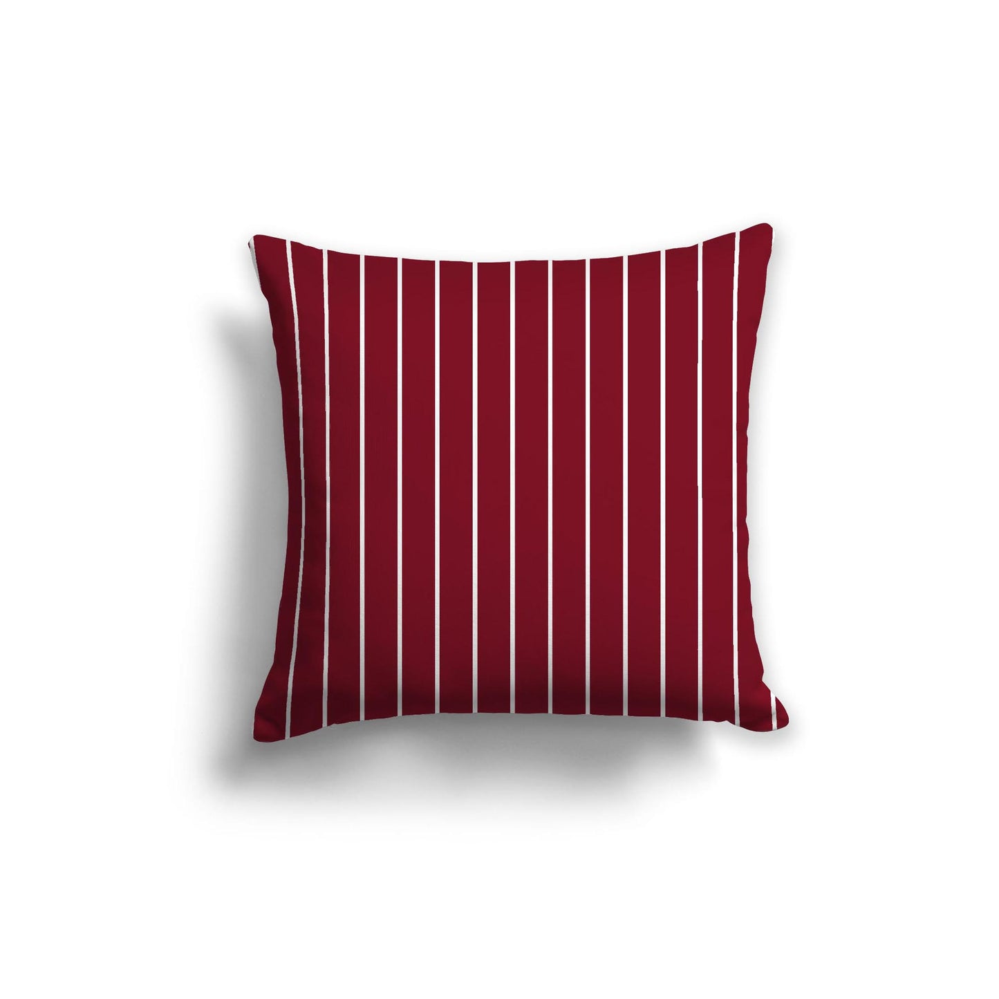 Burgundy Red Spun Polyester Throw Pillow with Fine White Stripes on Front 20 x 20 inches / 51 x 51 cm
