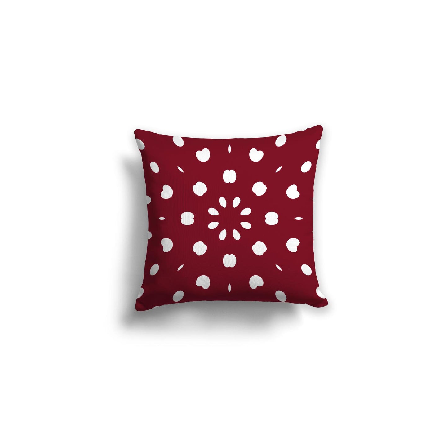 Burgundy Red Spun Polyester Throw Pillow with White Burst Pattern on Front 16 x 16 inches / 41 x 41 cm
