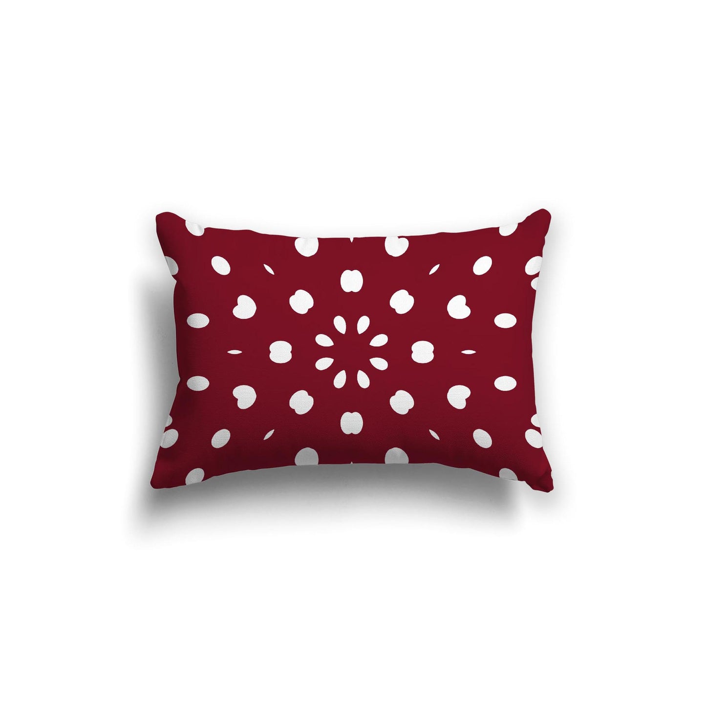 Burgundy Red Spun Polyester Throw Pillow with White Burst Pattern on Front 20 x 14 inches / 51 x 36 cm