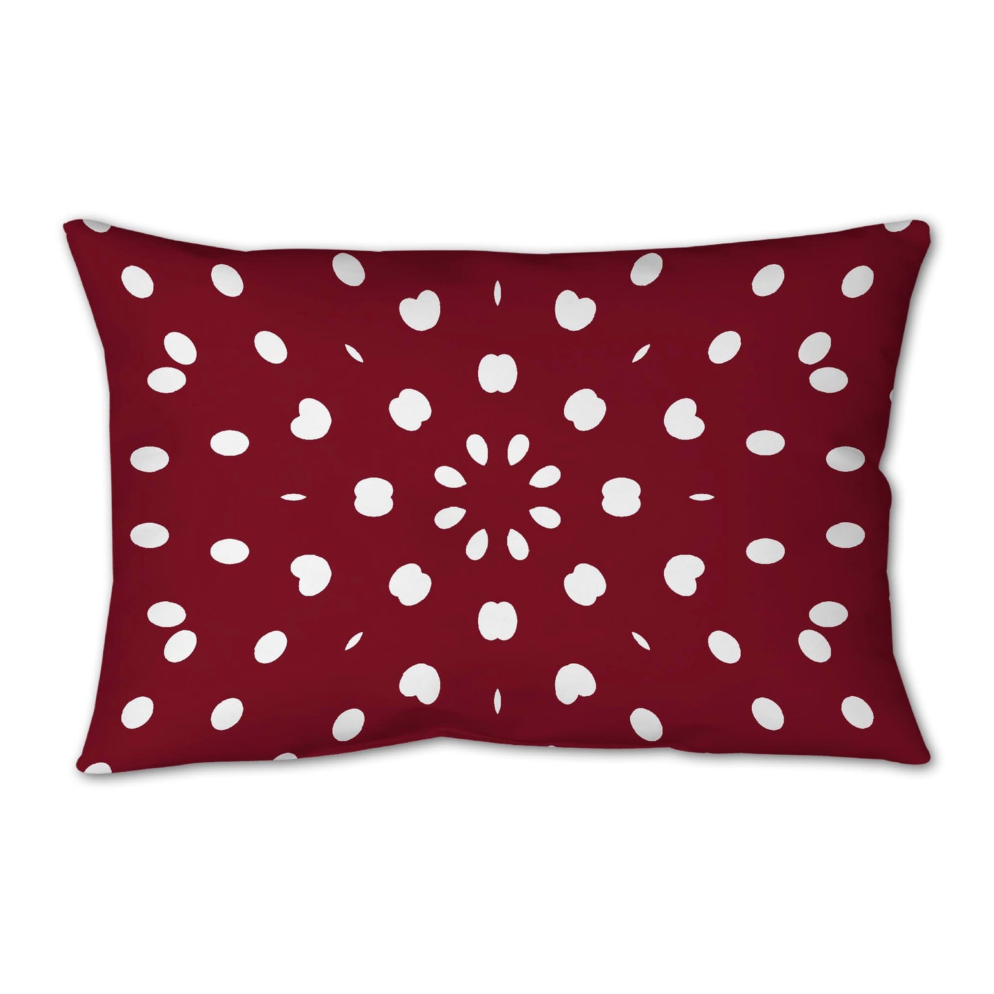 Burgundy Red Spun Polyester Throw Pillow with White Burst Pattern on Front 25 x 18 inches / 63.5 x 66 cm
