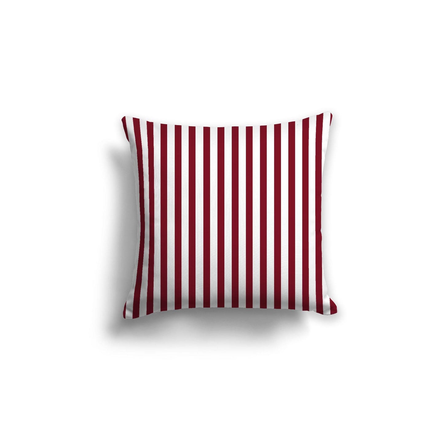 White Spun Polyester Throw Pillow with Thin Burgundy Red Bars on Front 18 x 18 inches / 46 x 46 cm