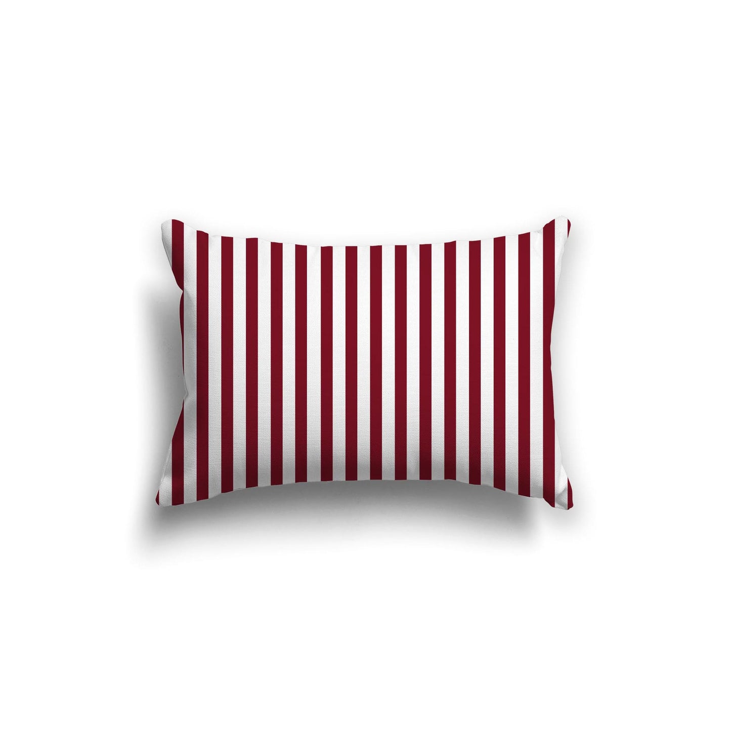 White Spun Polyester Throw Pillow with Thin Burgundy Red Bars on Front 20 x 14 inches / 51 x 36 cm