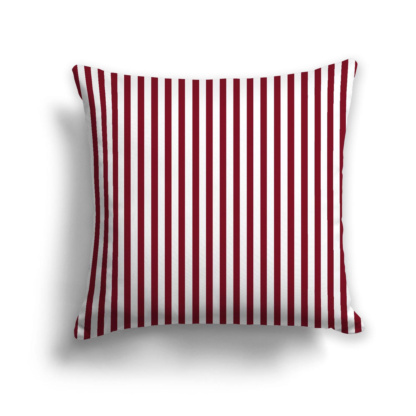 White Spun Polyester Throw Pillow with Thin Burgundy Red Bars on Front 26 x 26 inches / 66 x 66 cm