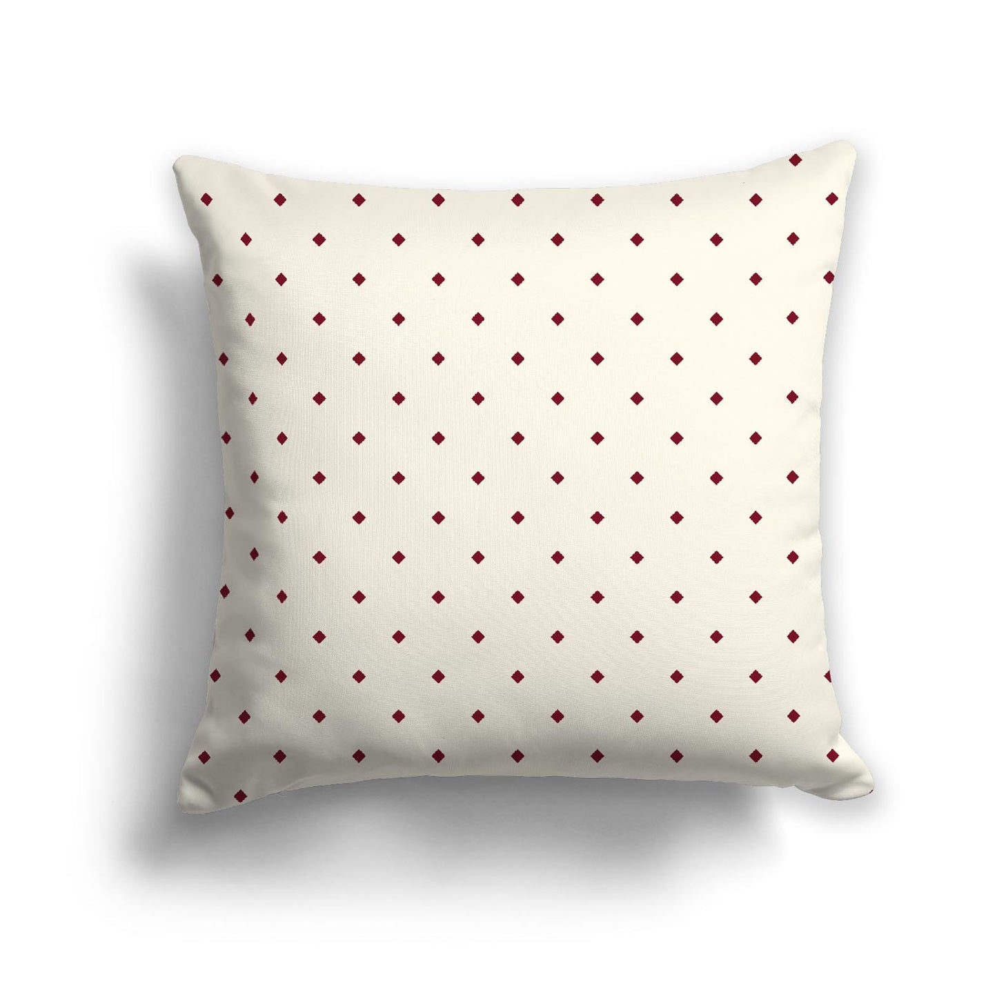 Pale Cream Spun Polyester Throw Pillow with Burgundy Red Diamonds on Front | 26 x 26 inches