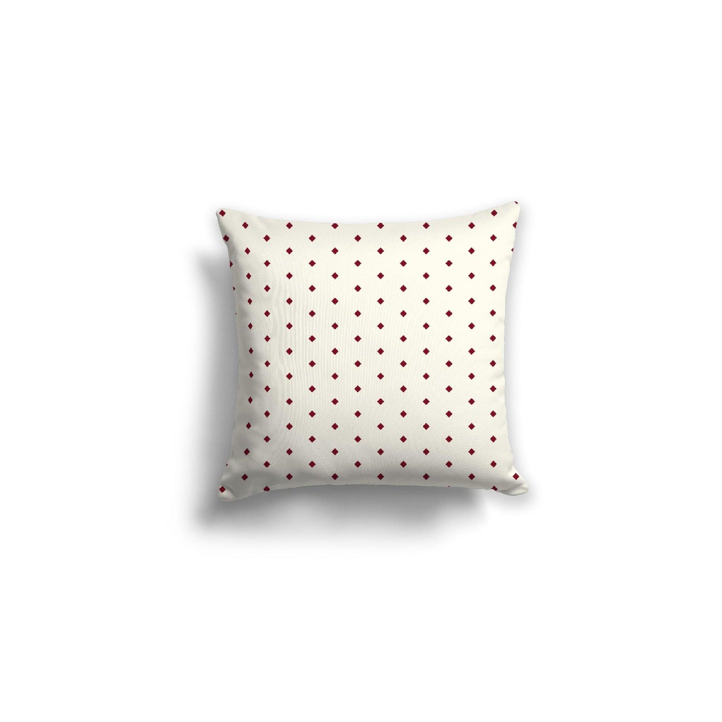 Pale Cream Spun Polyester Throw Pillow with Fine Burgundy Red Diamonds on Front 16 x 16 inches / 41 x 41 cm