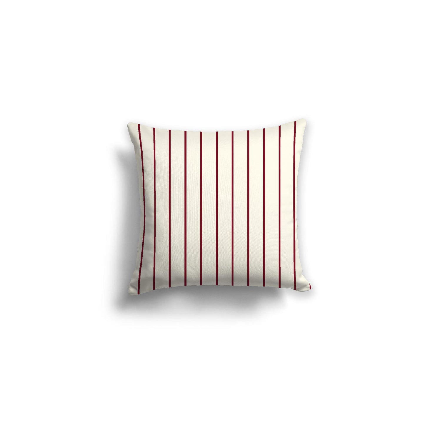 Pale Cream Spun Polyester Throw Pillow with Fine Burgundy Red Stripes on Front 16 x 16 inches / 41 x 41 cm