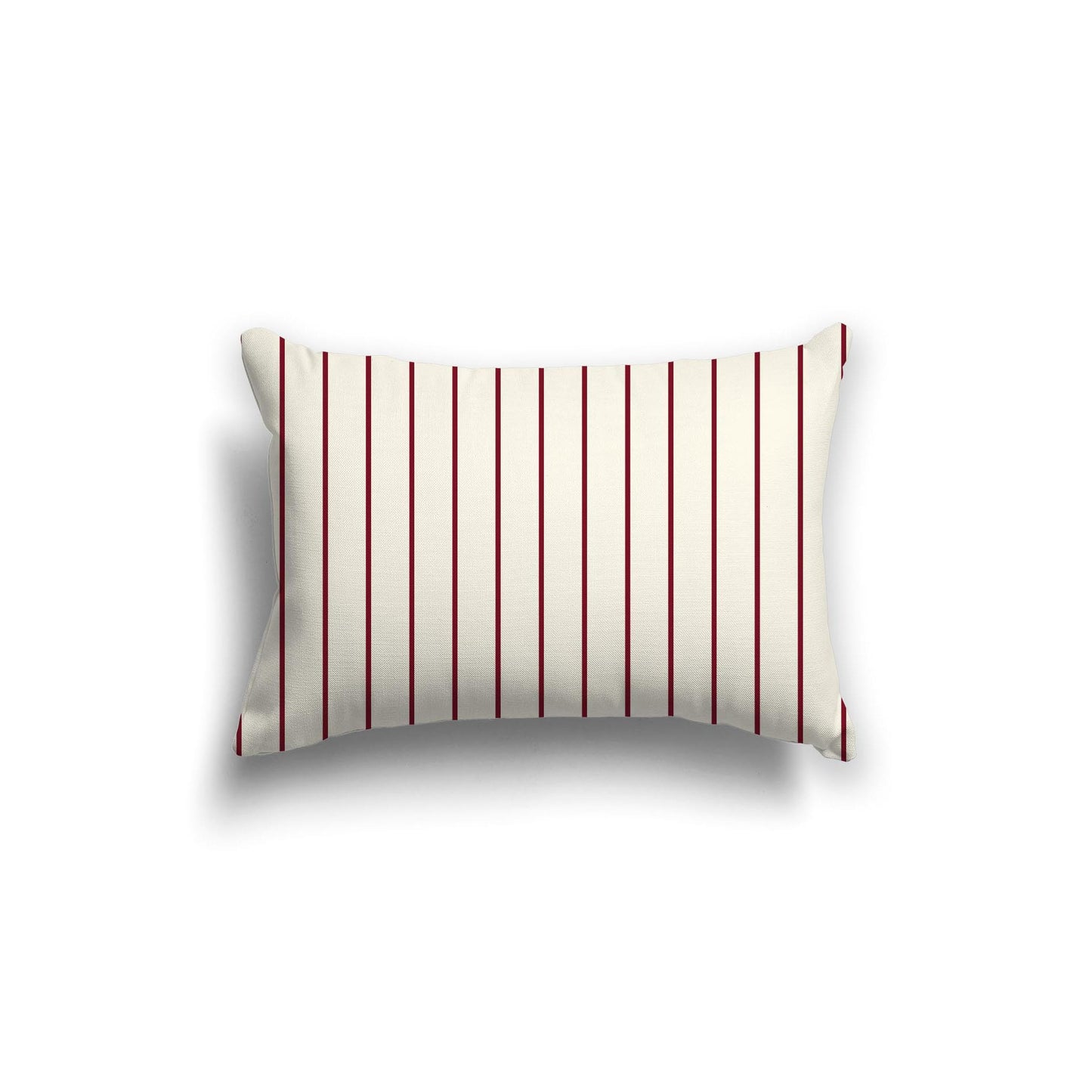 Pale Cream Spun Polyester Throw Pillow with Fine Burgundy Red Stripes on Front 20 x 14 inches / 51 x 36 cm