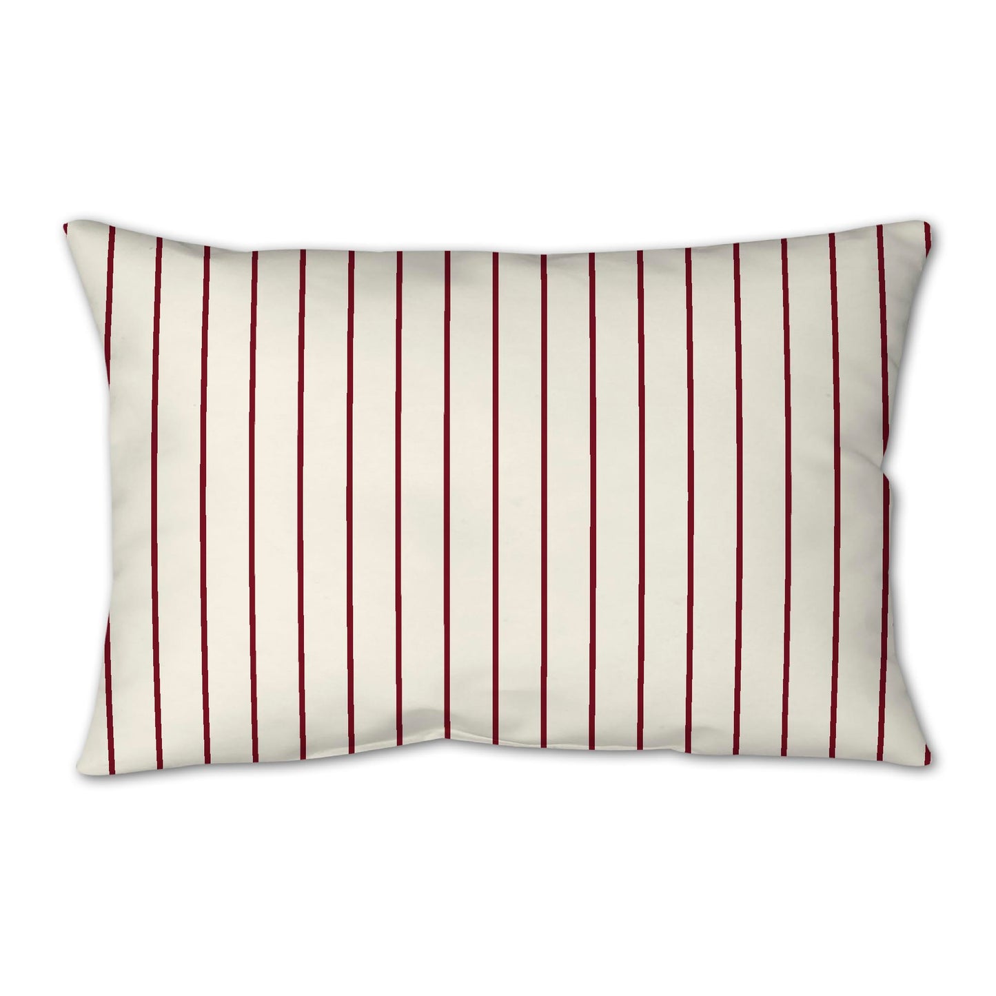 Pale Cream Spun Polyester Throw Pillow with Fine Burgundy Red Stripes on Front 25 x 18 inches / 63.5 x 66 cm